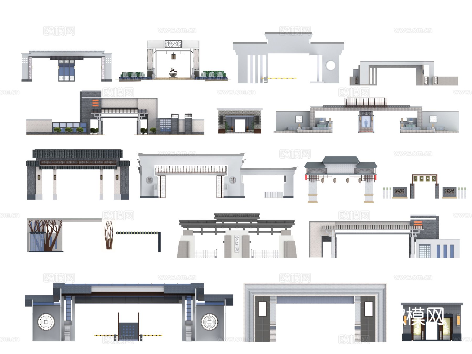 入口大门 景观大门 小区大门 学校大门3d模型