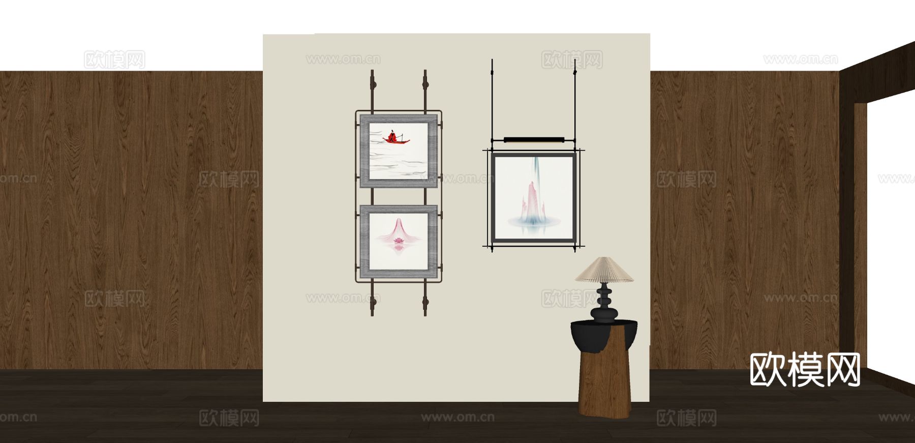 中古风装饰画su模型下载（渲染图1）