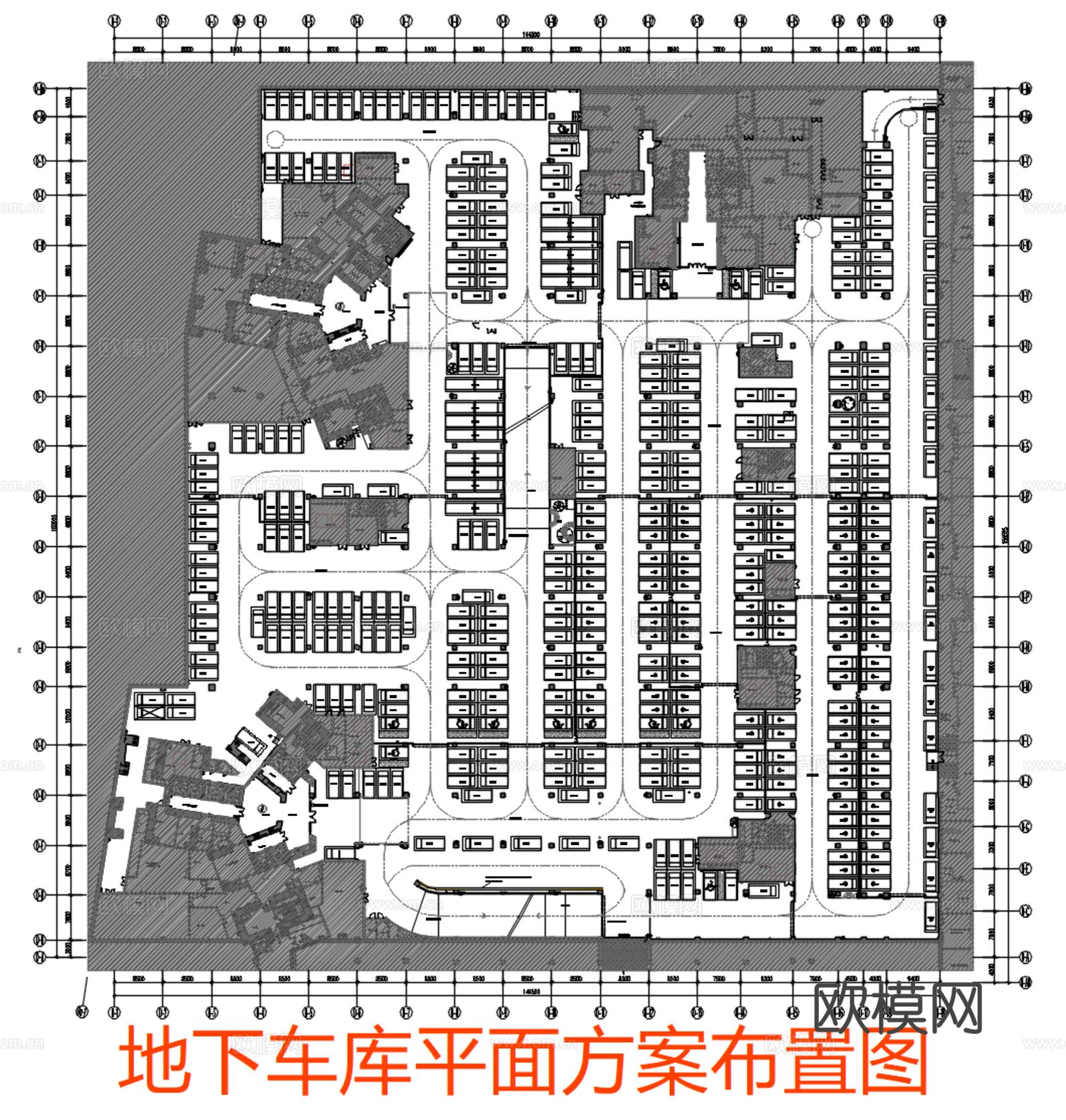 地下停车场车库cad平面图