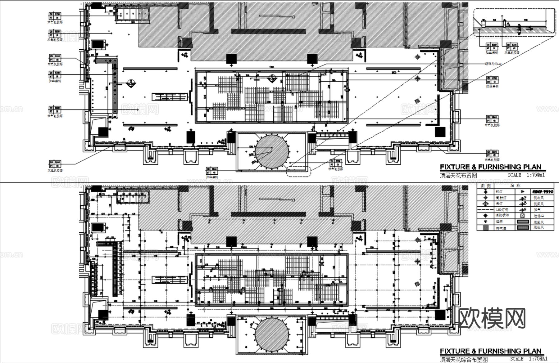 沃尔顿皇家花园 酒店首层大堂公区 CAD施工图 效果图