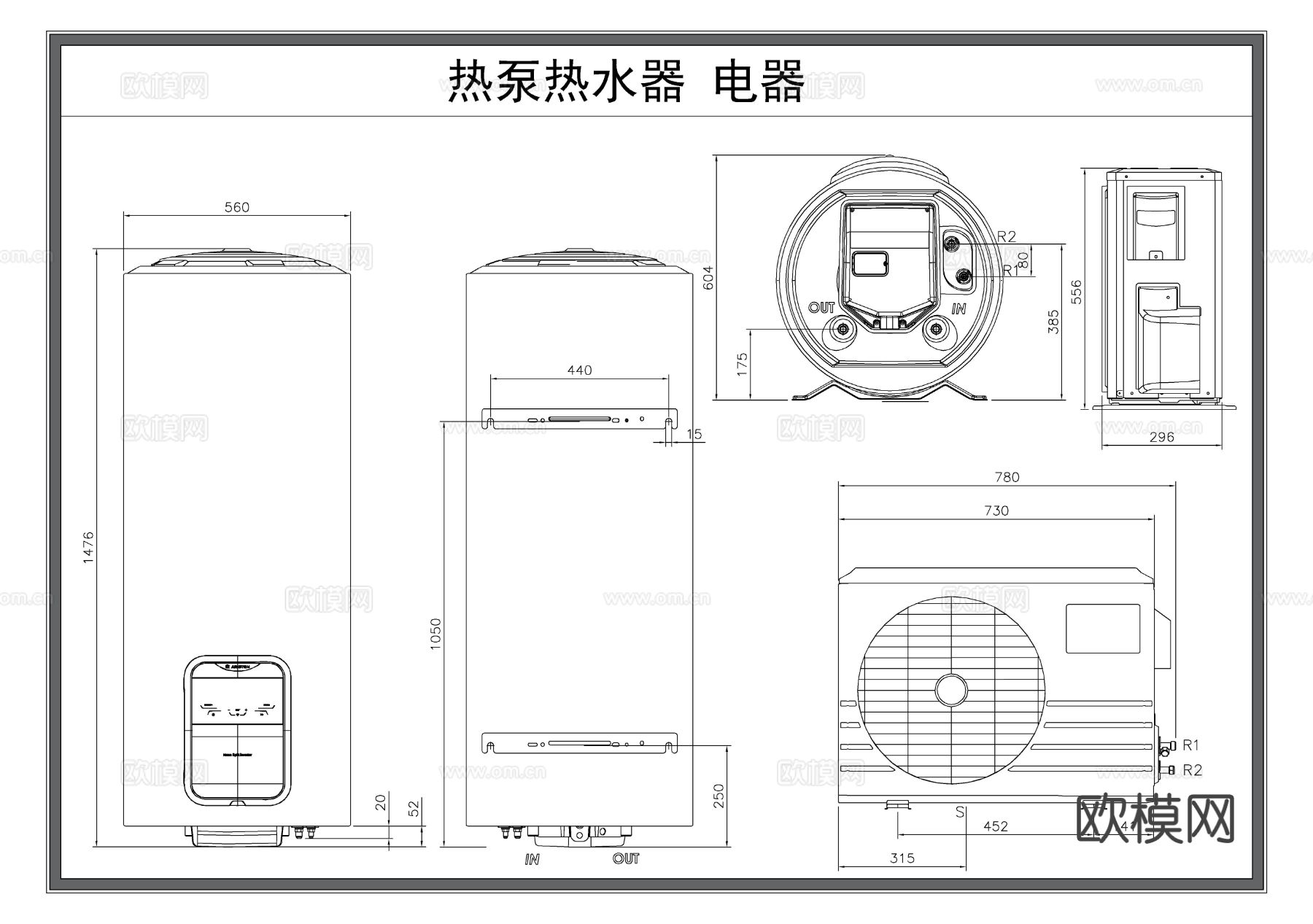 热泵 热水器 空气能热水器节点大样图