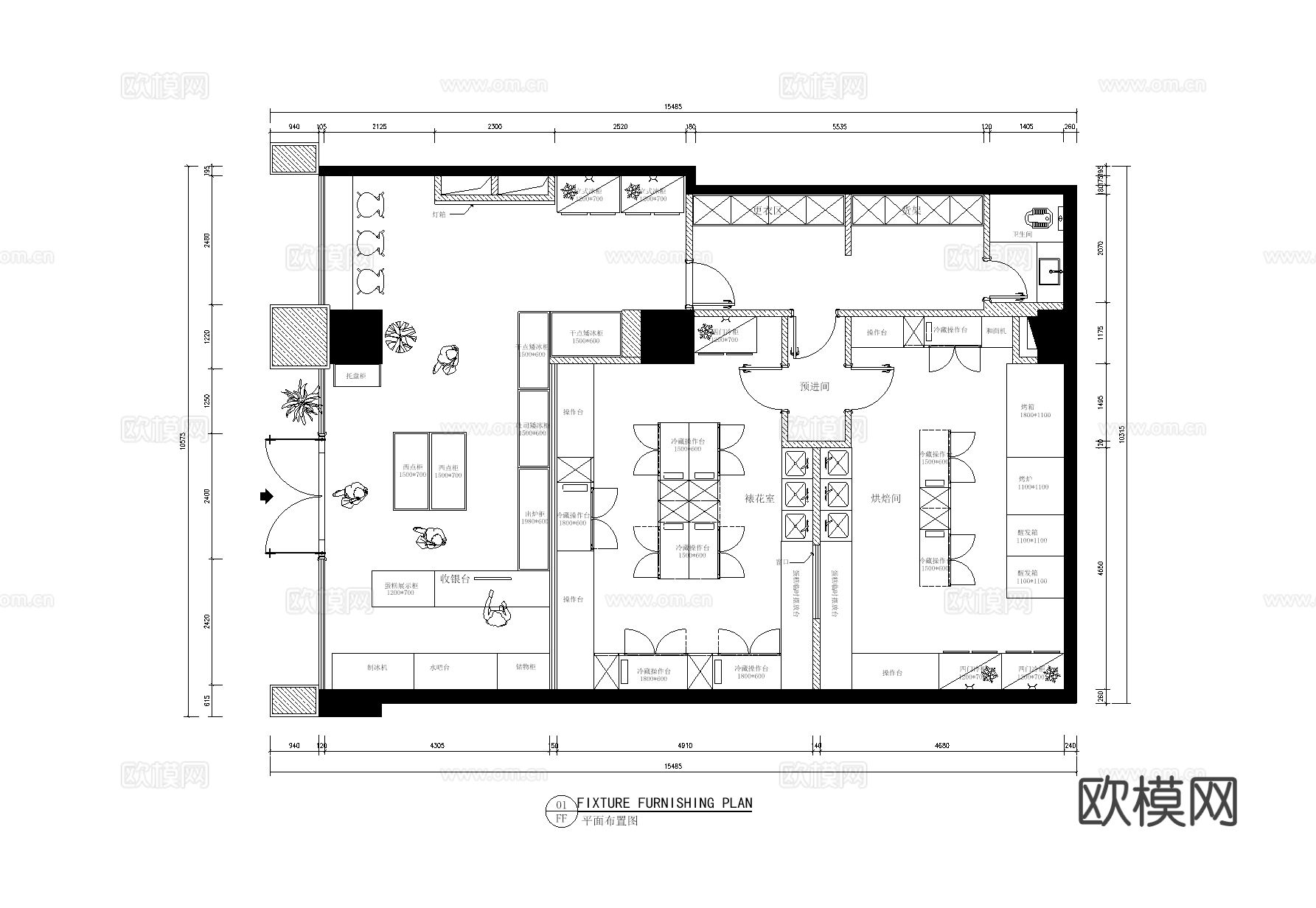 12套蛋糕店 烘焙店 面包房cad施工图