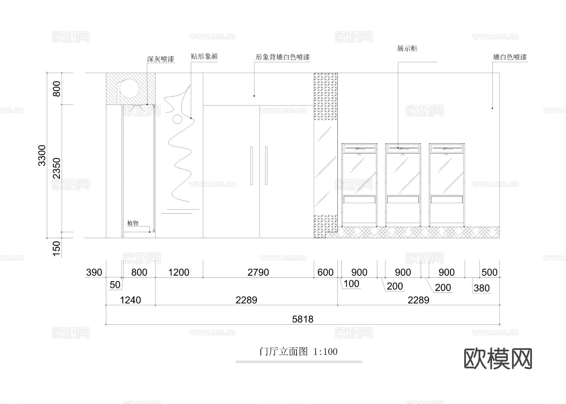 670㎡茶文化 展厅cad施工图