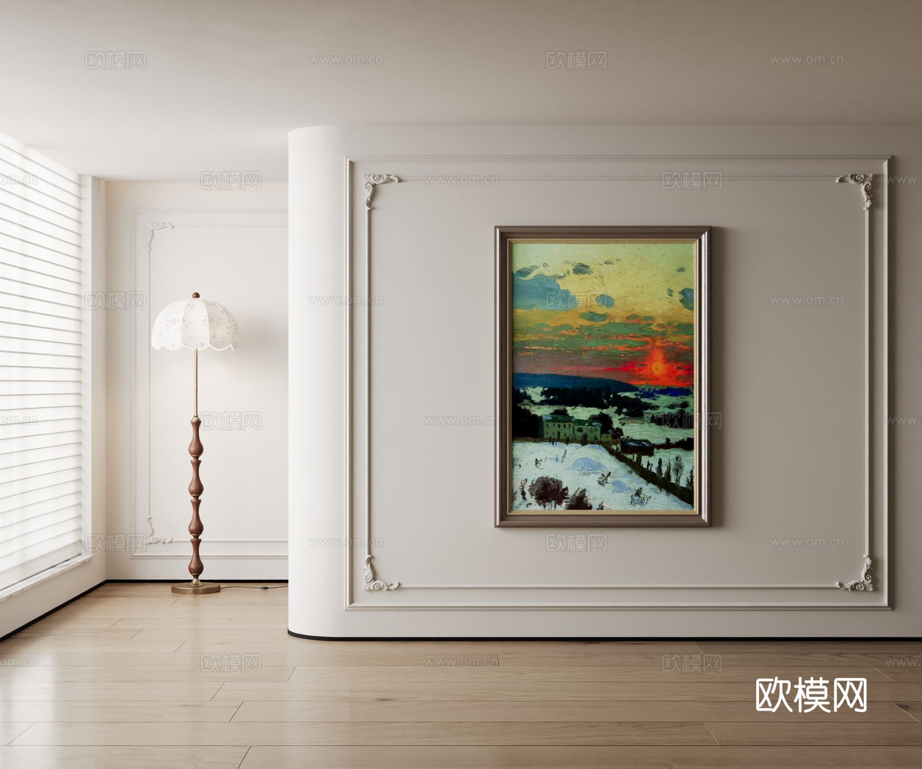 美式油画 装饰画su模型下载（渲染图2）