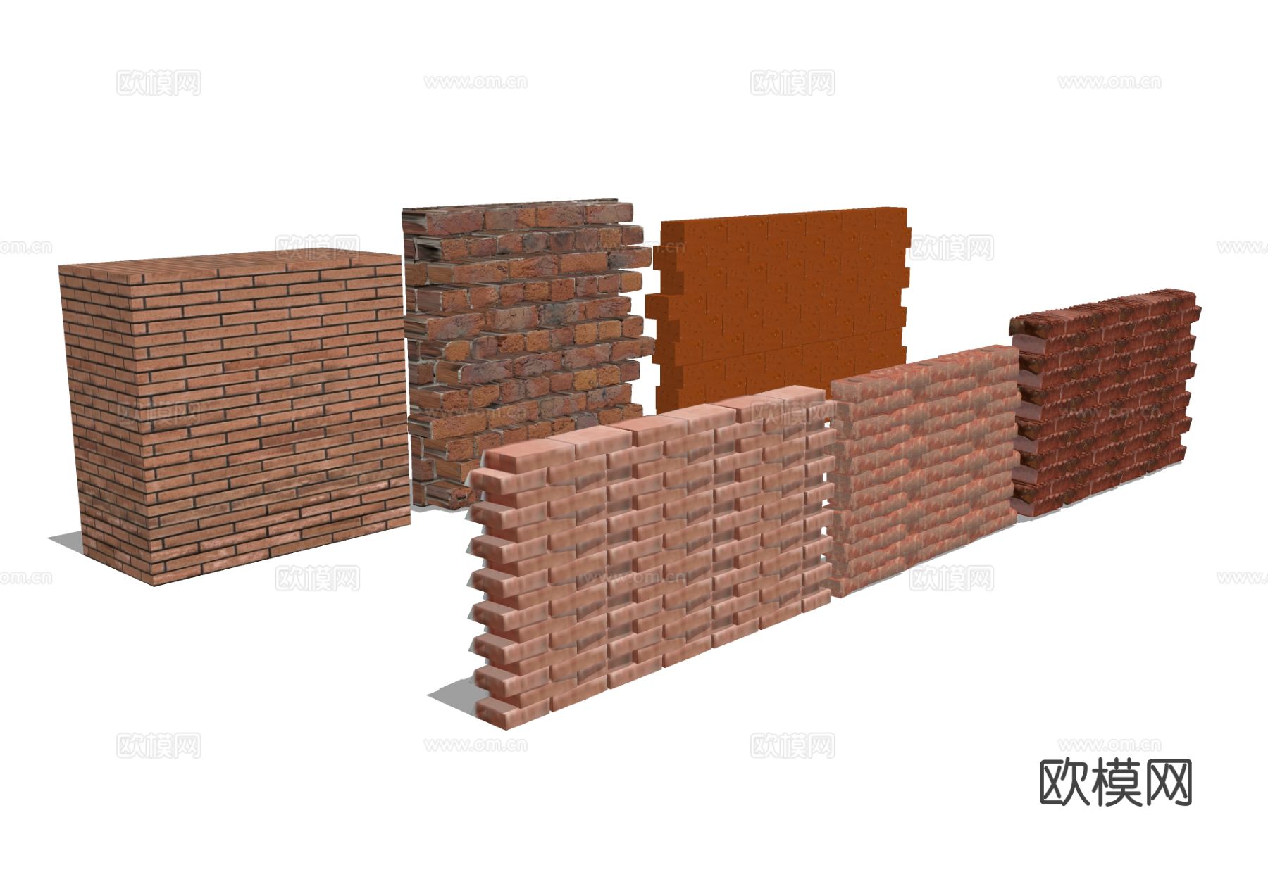 红砖墙面 砖头砖块墙su模型