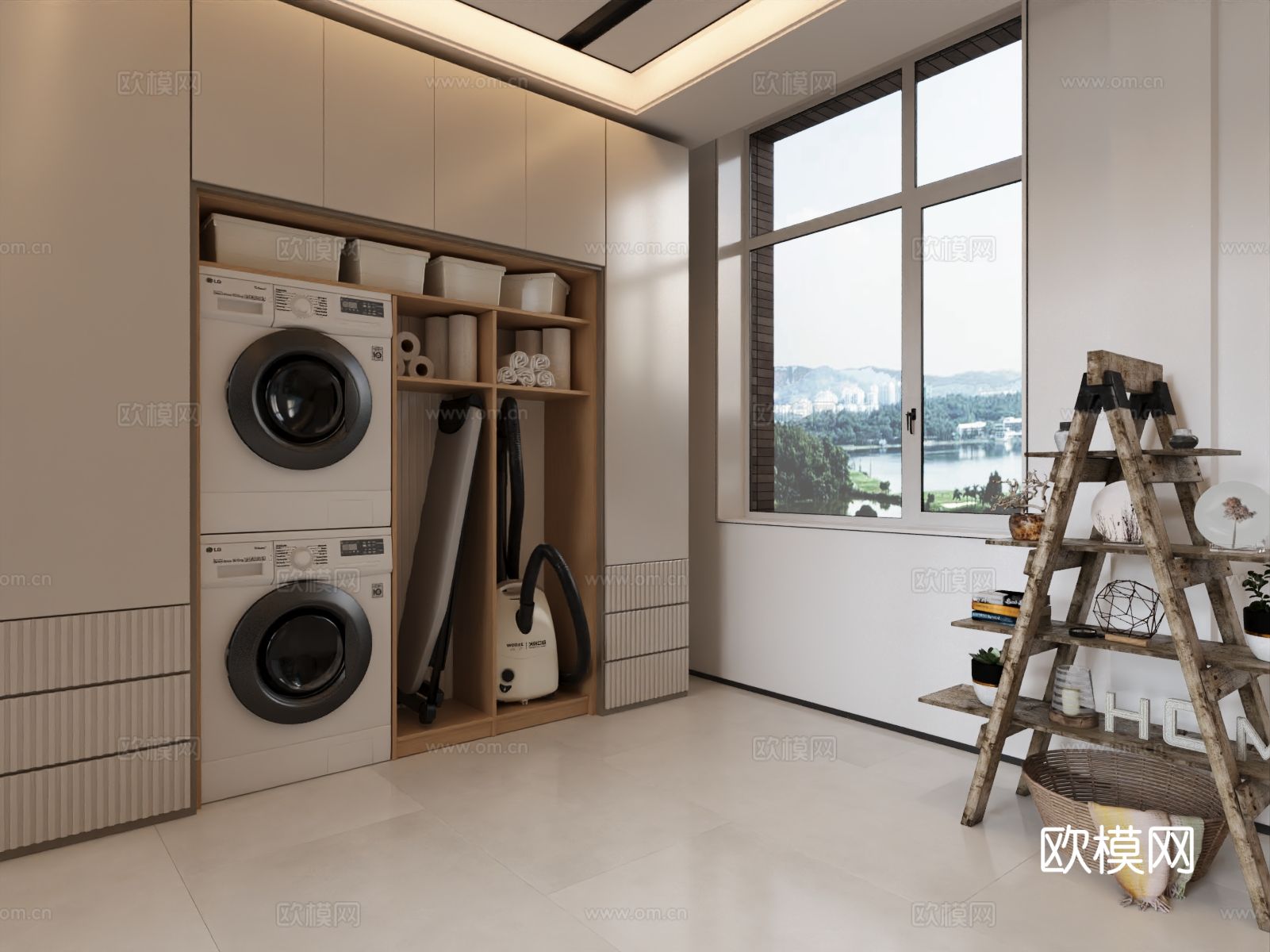 现代阳台柜 洗衣机柜3d模型下载