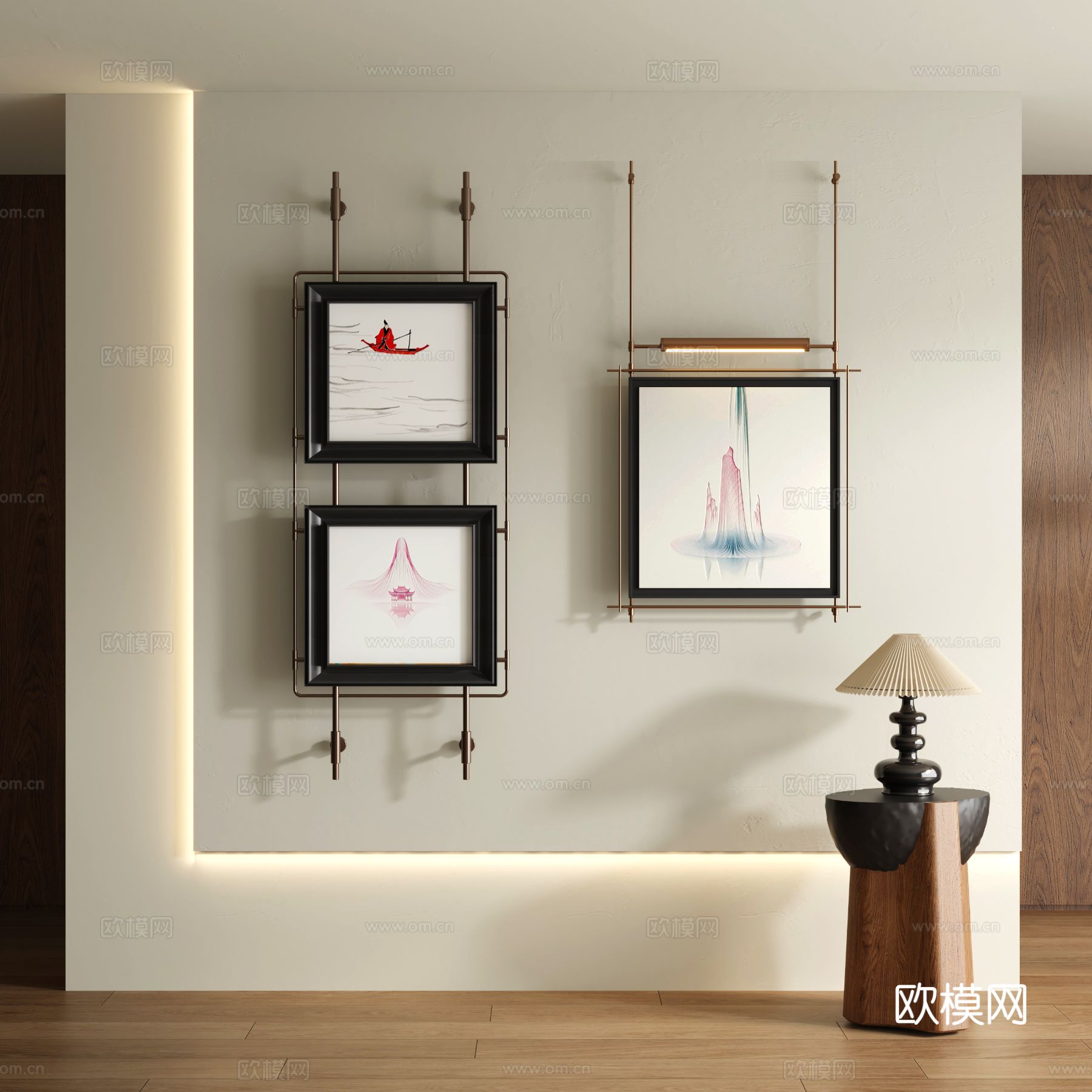 中古风装饰画su模型下载（渲染图2）