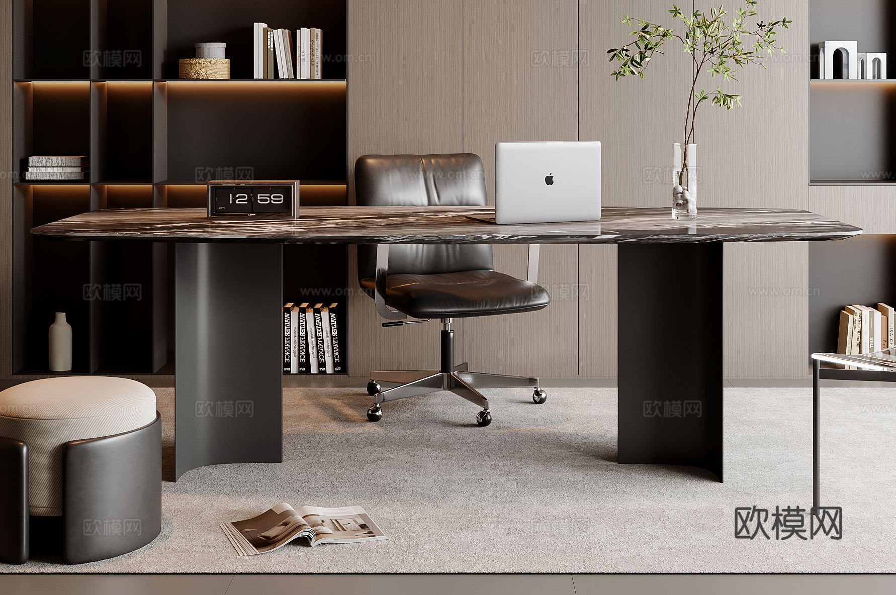 现代书桌椅3d模型下载