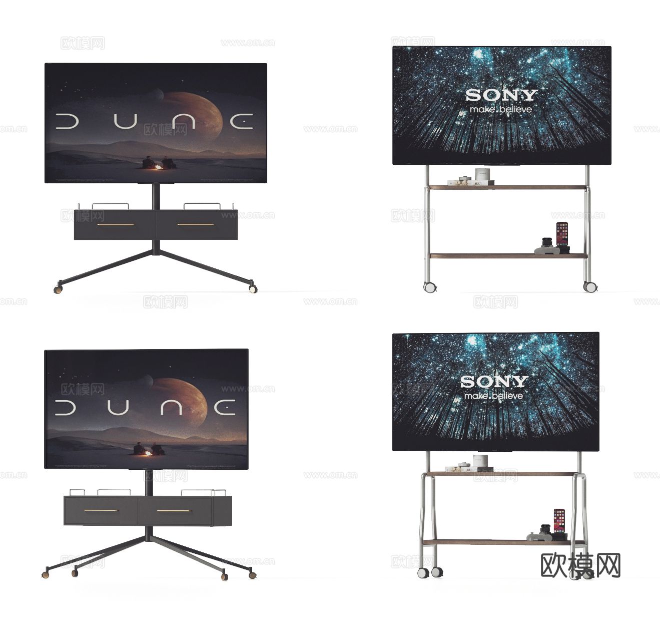 电视支架 移动电视机3d模型