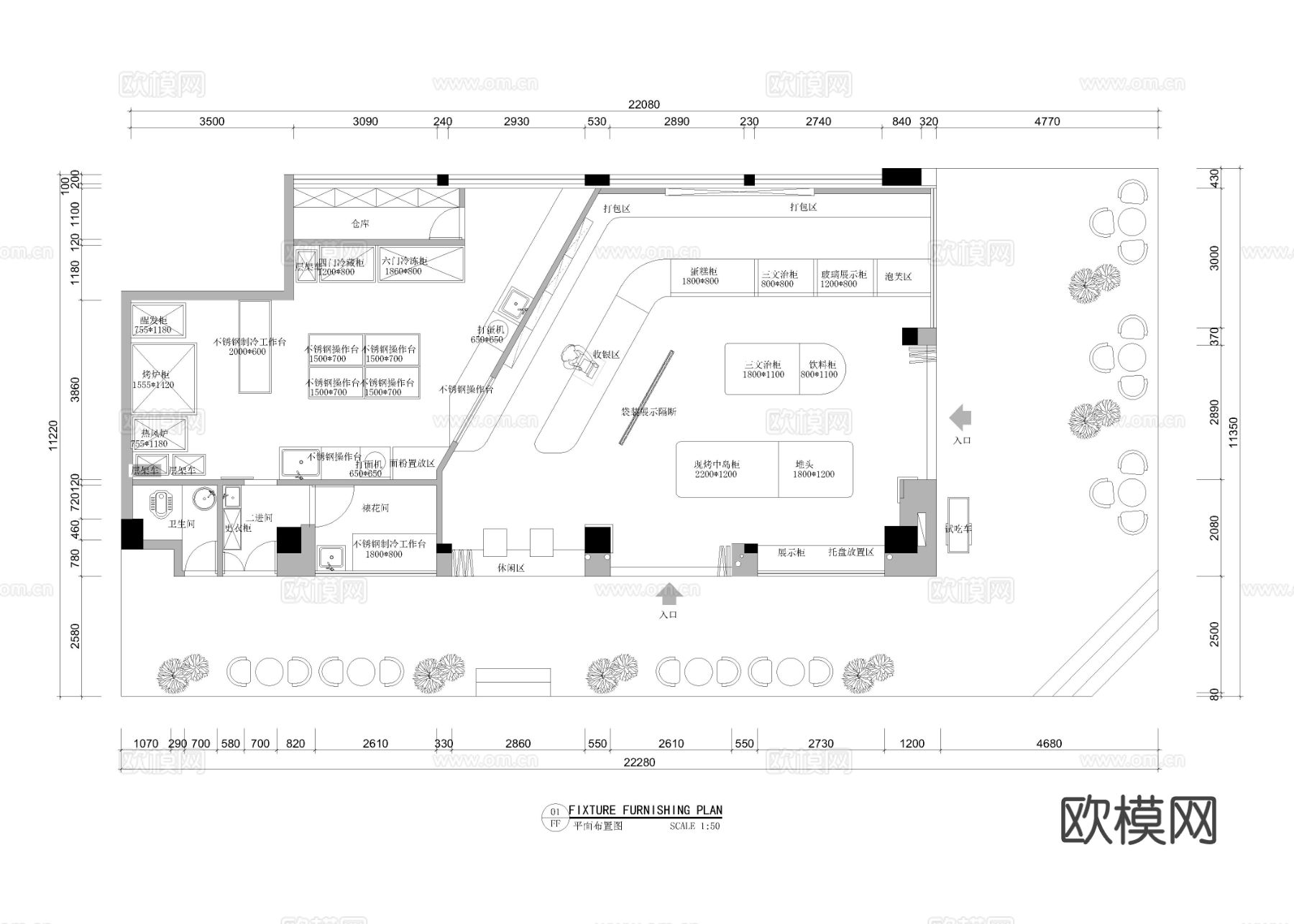 12套蛋糕店 烘焙店 面包房cad施工图