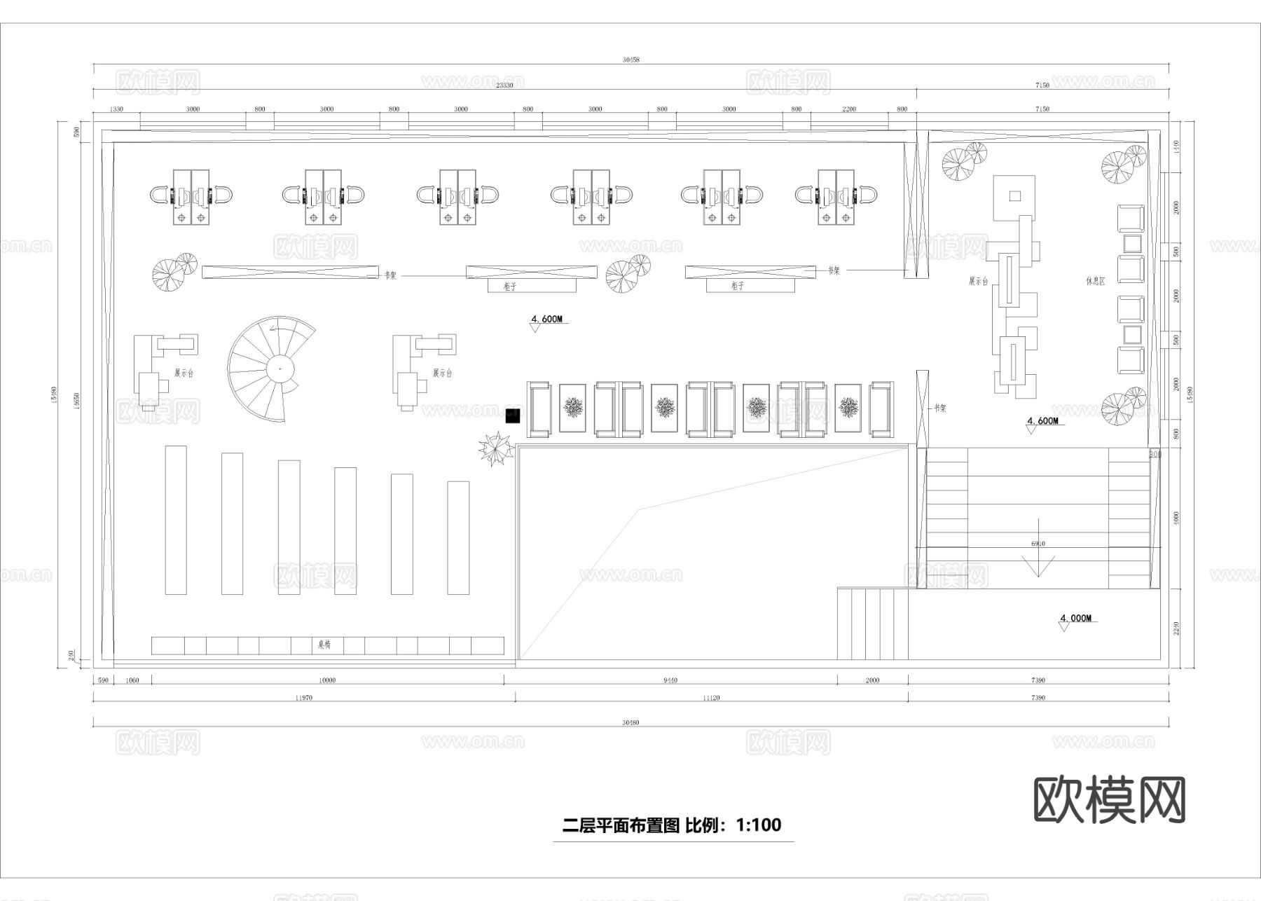 940㎡书店书吧cad施工图