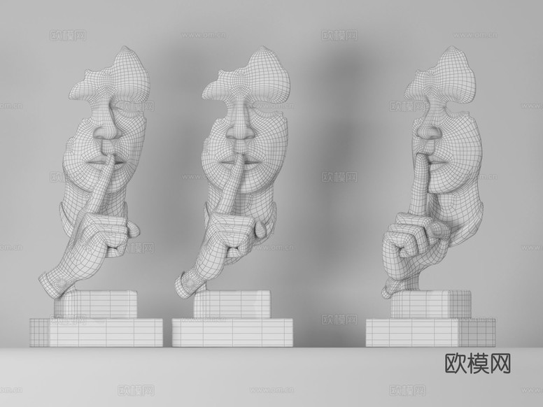 现代人脸雕塑 艺术摆件3d模型下载(渲染图2)