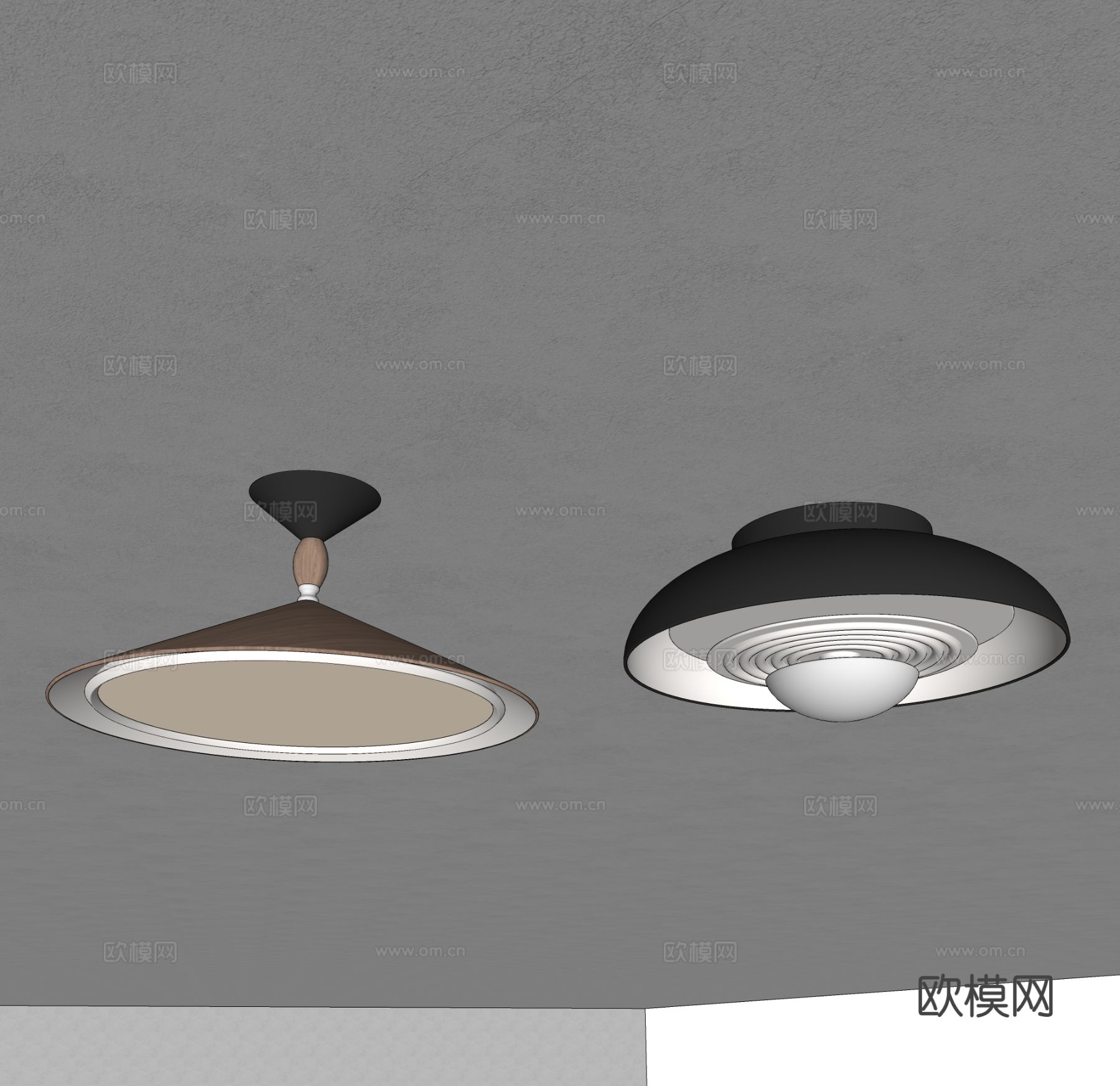 现代吸顶灯su模型下载（渲染图1）