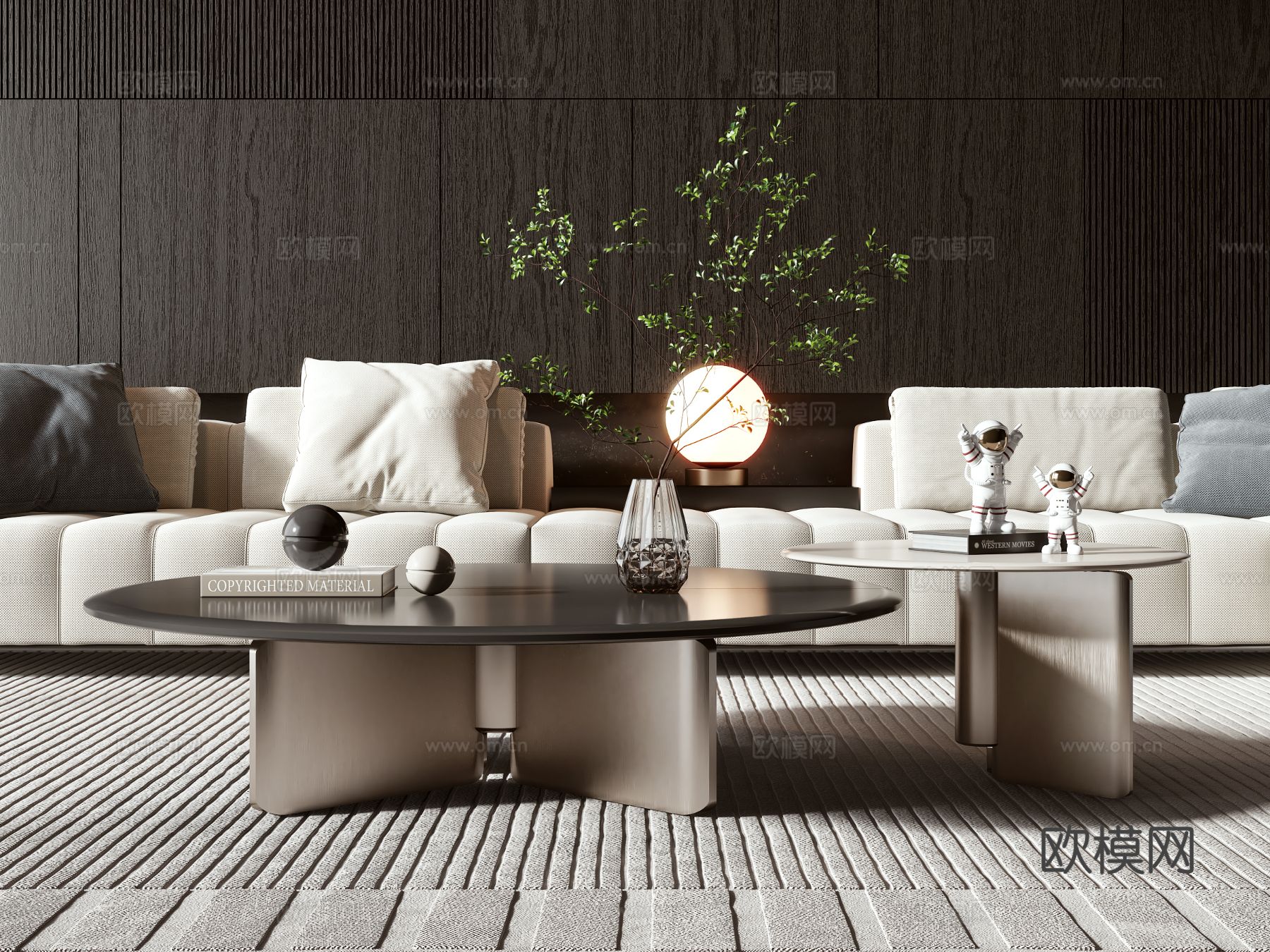 minotti 意式茶几 子母茶几3d模型