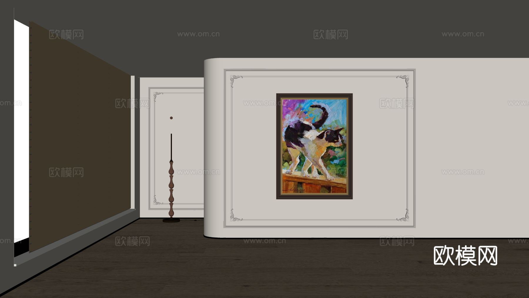 美式油画 装饰画su模型下载（渲染图1）