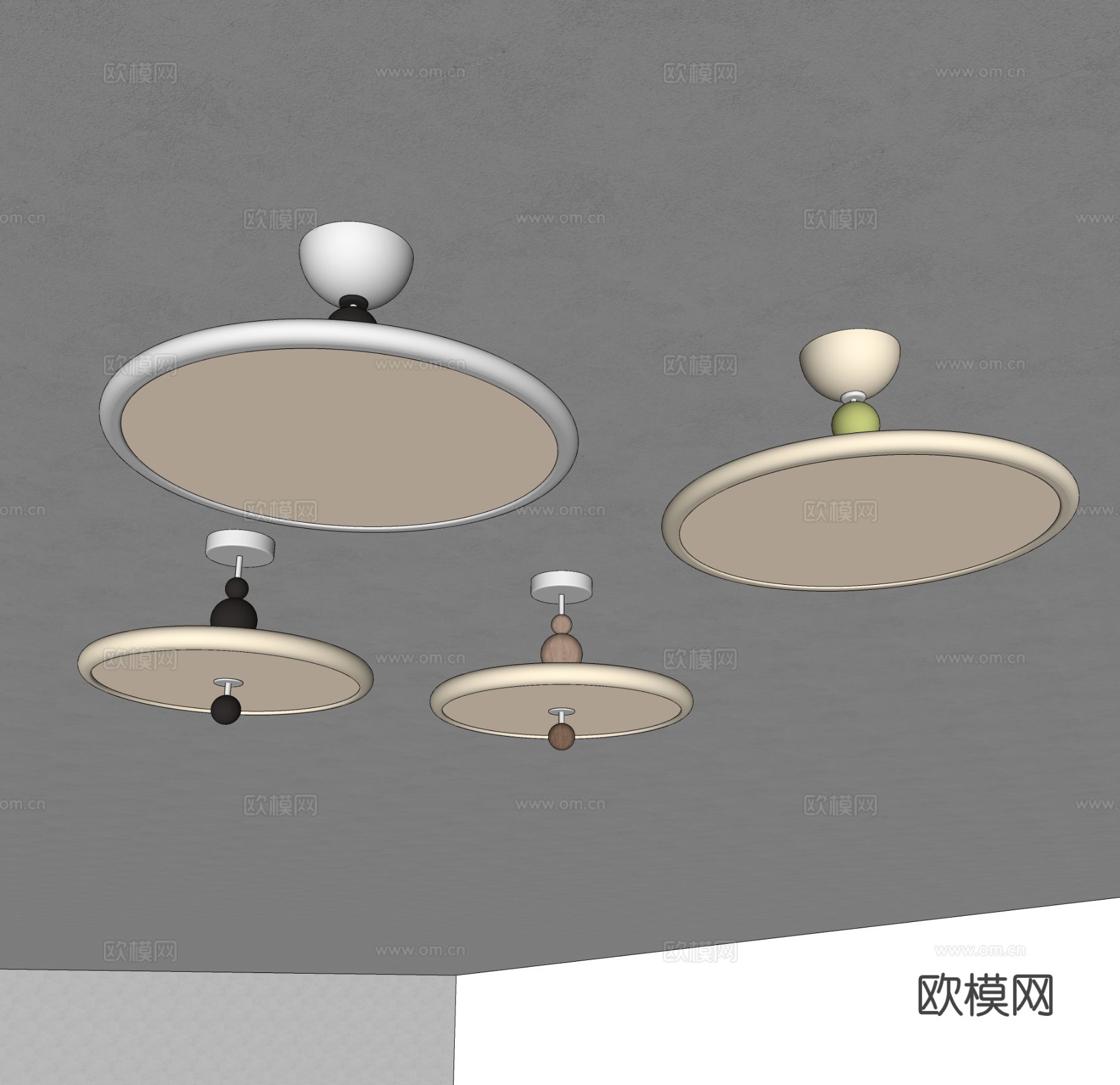 北欧吸顶灯su模型下载（渲染图1）