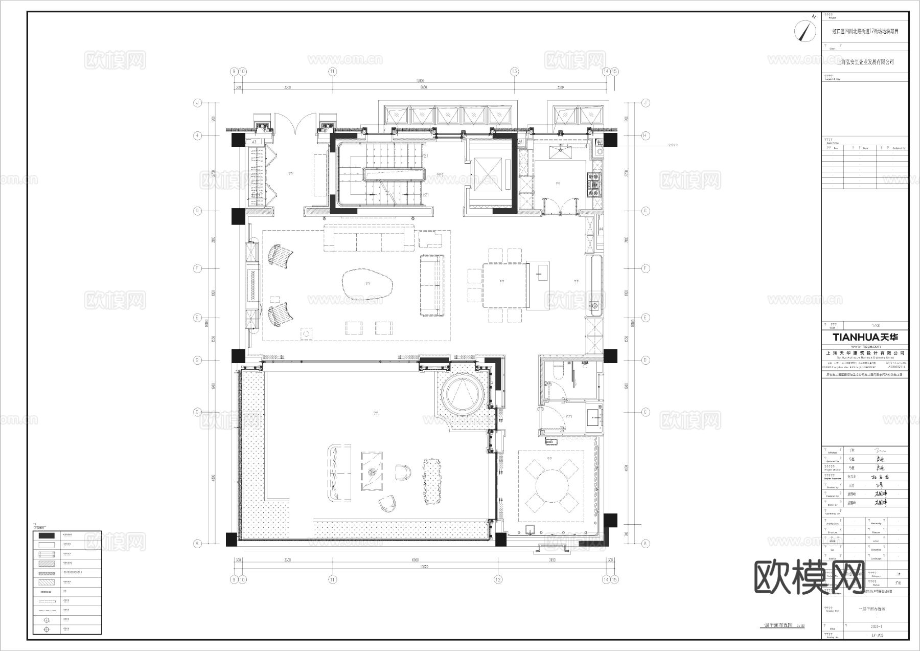 【无间设计】上海弘安里 别墅样板间CAD施工图