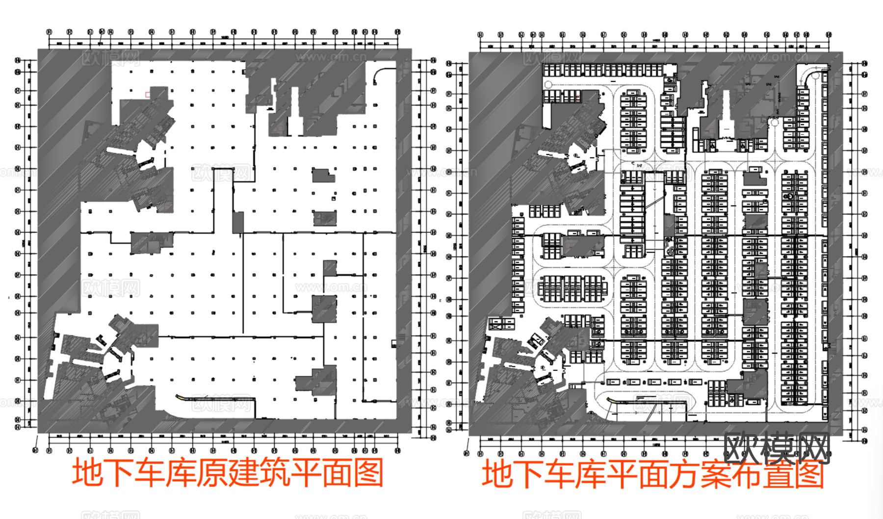 地下停车场车库cad平面图