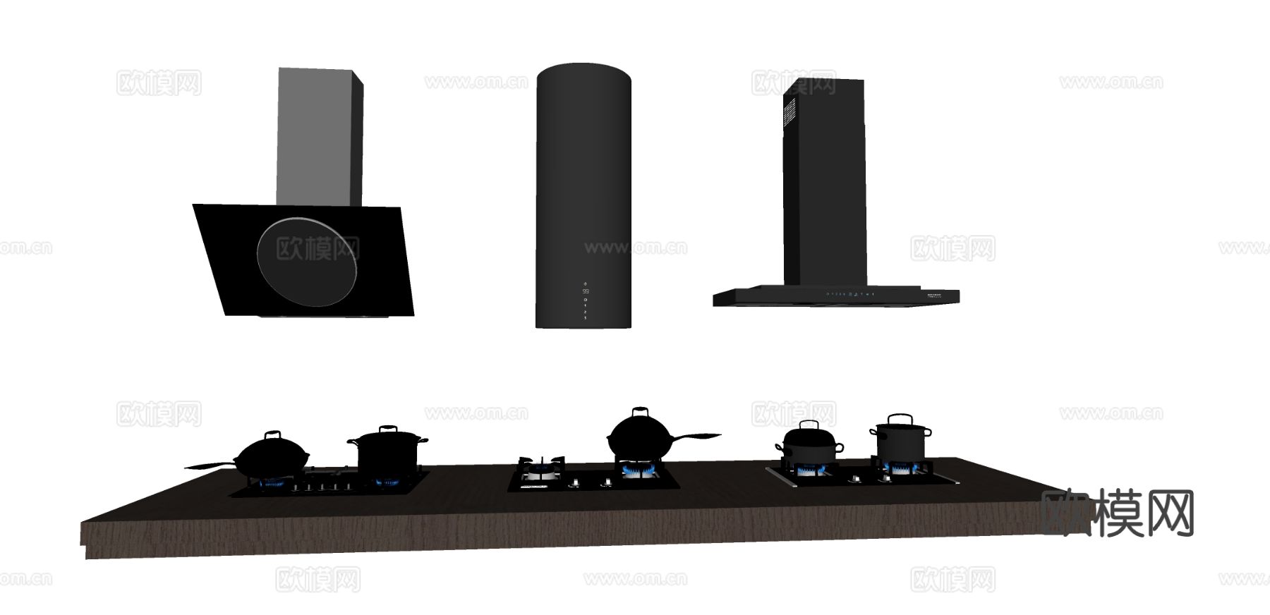 油烟机 燃气灶 厨具 烟机灶具su模型