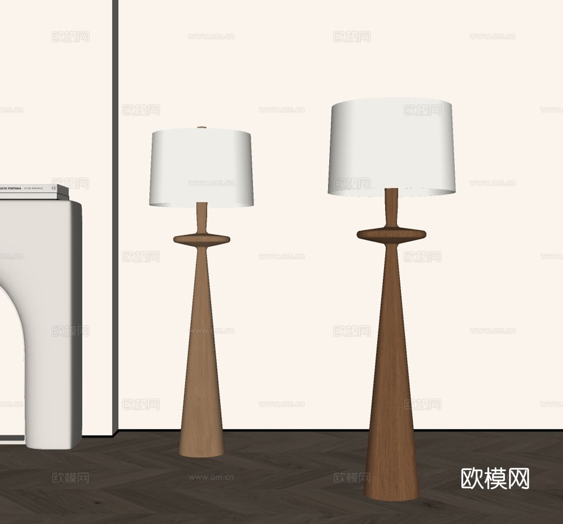 中古风实木落地灯su模型