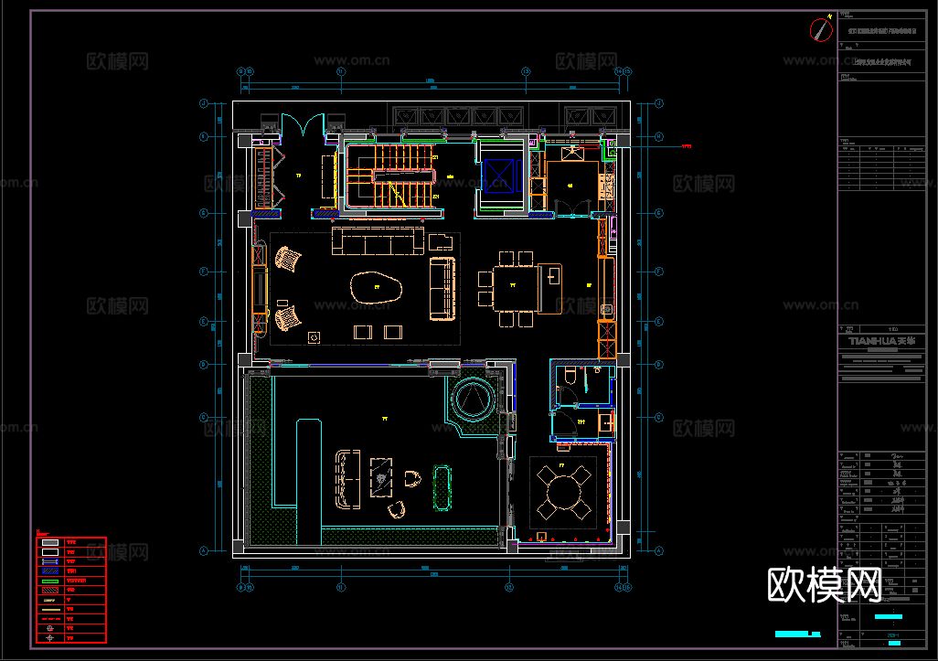 【无间设计】上海弘安里 别墅样板间CAD施工图