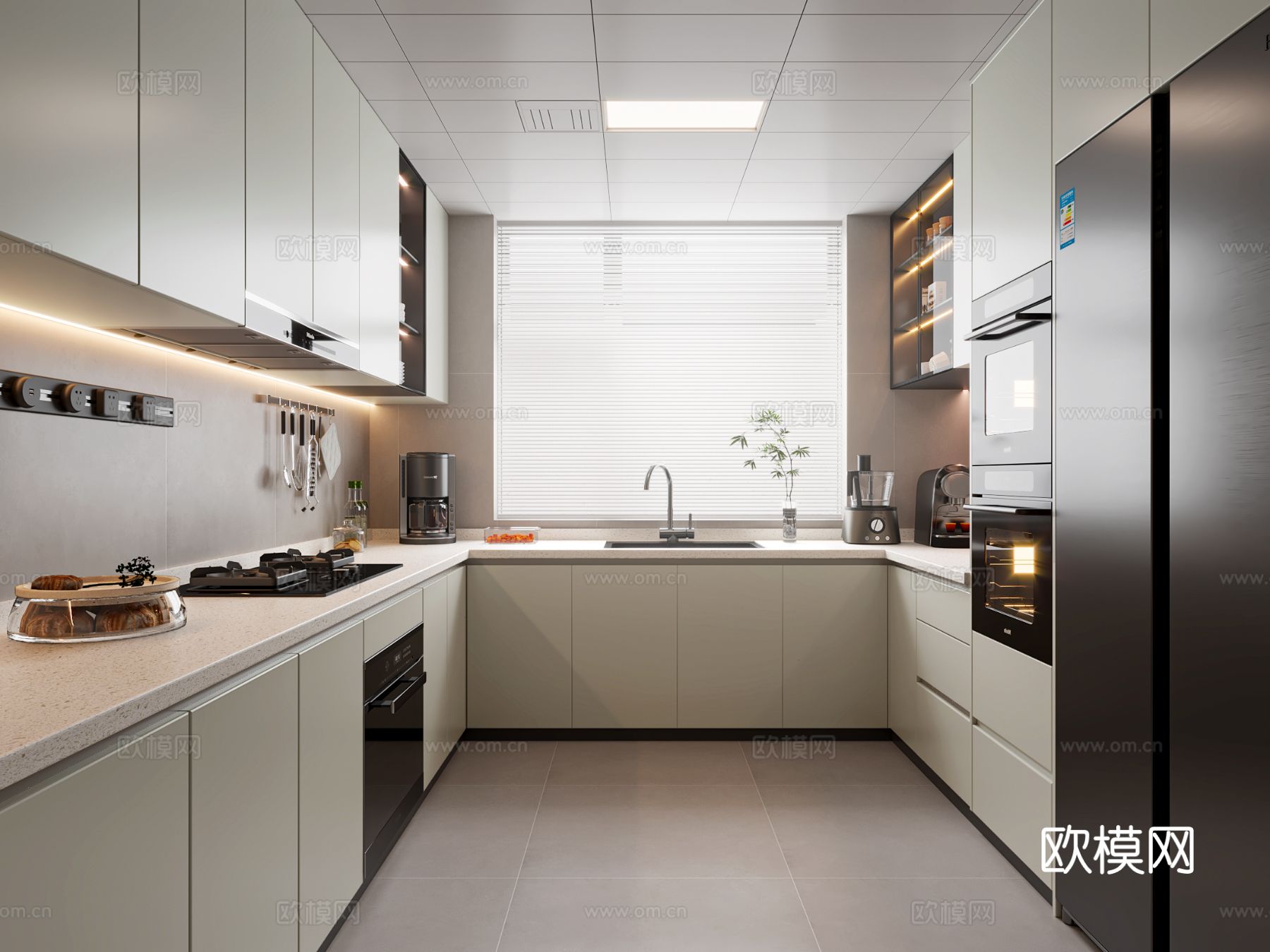现代厨房 橱柜3d模型下载