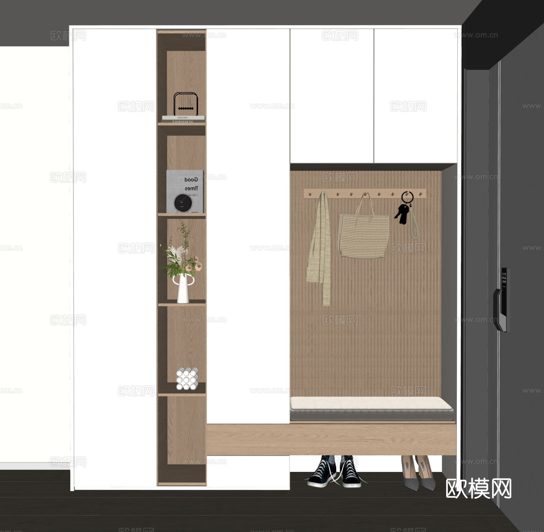 现代玄关鞋柜 入户玄关柜su模型