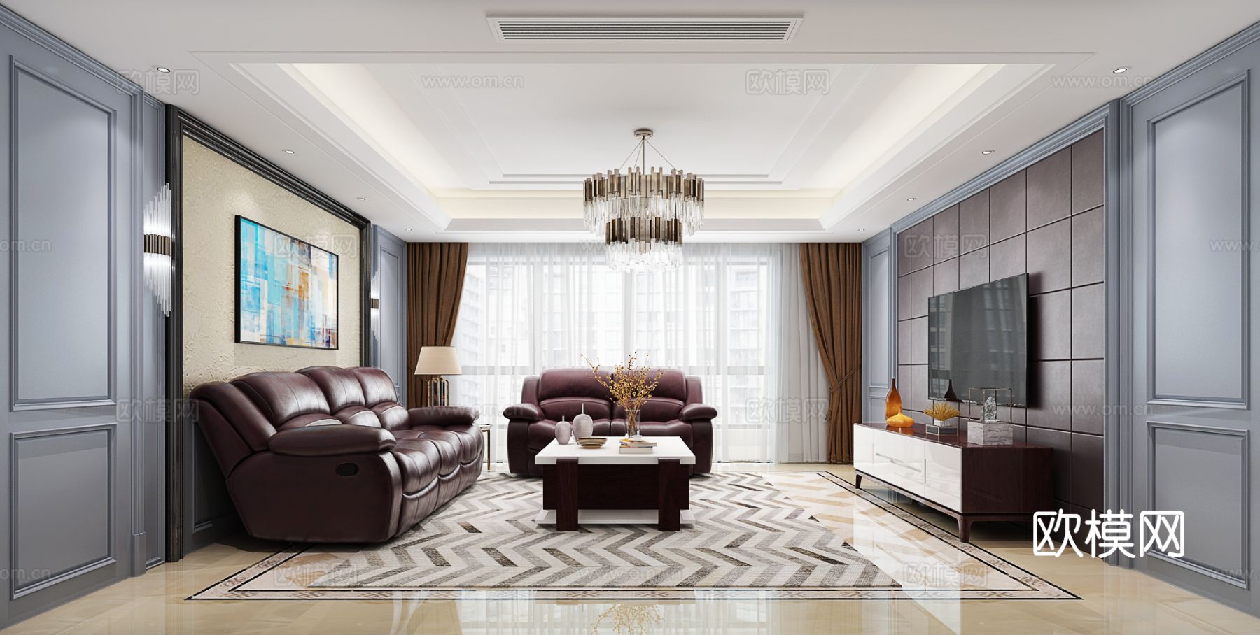 欧式客餐厅3d模型下载（渲染图1）