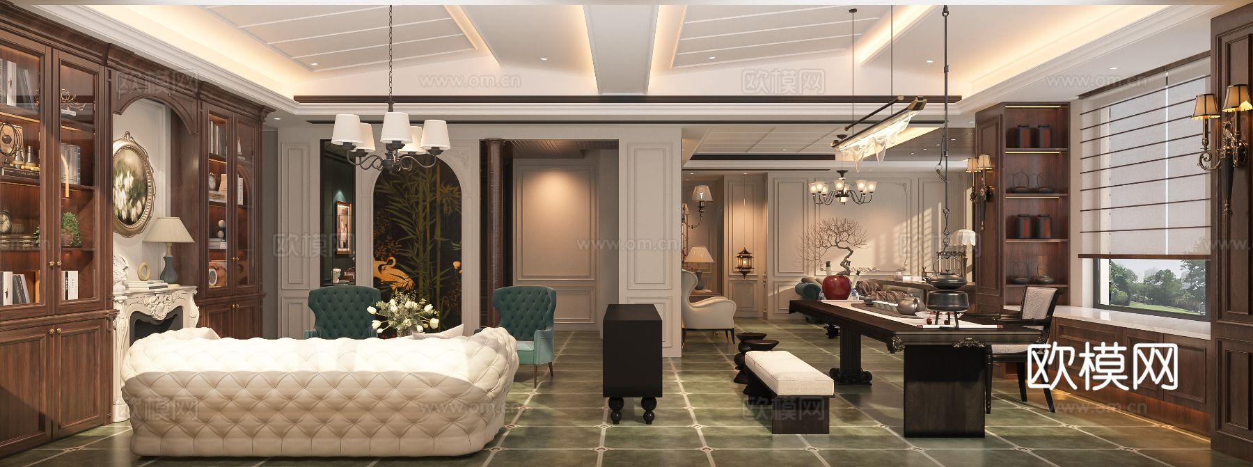 美式茶室3d模型下载（渲染图3）