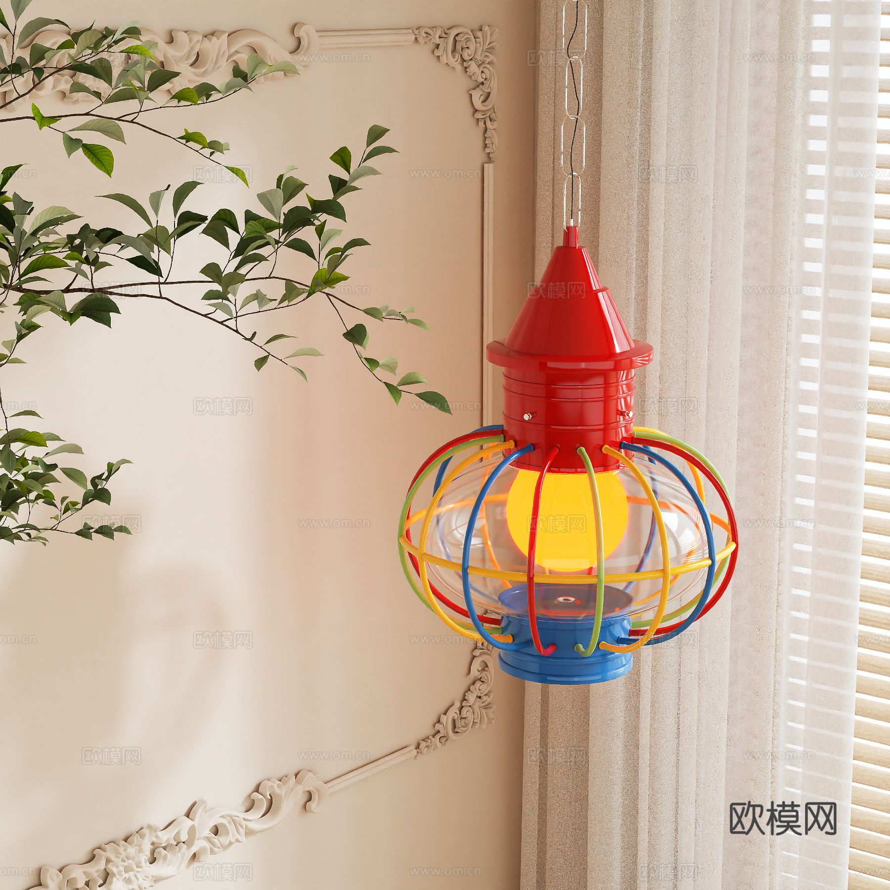 孟菲斯吊灯 多巴胺吊灯3d模型下载