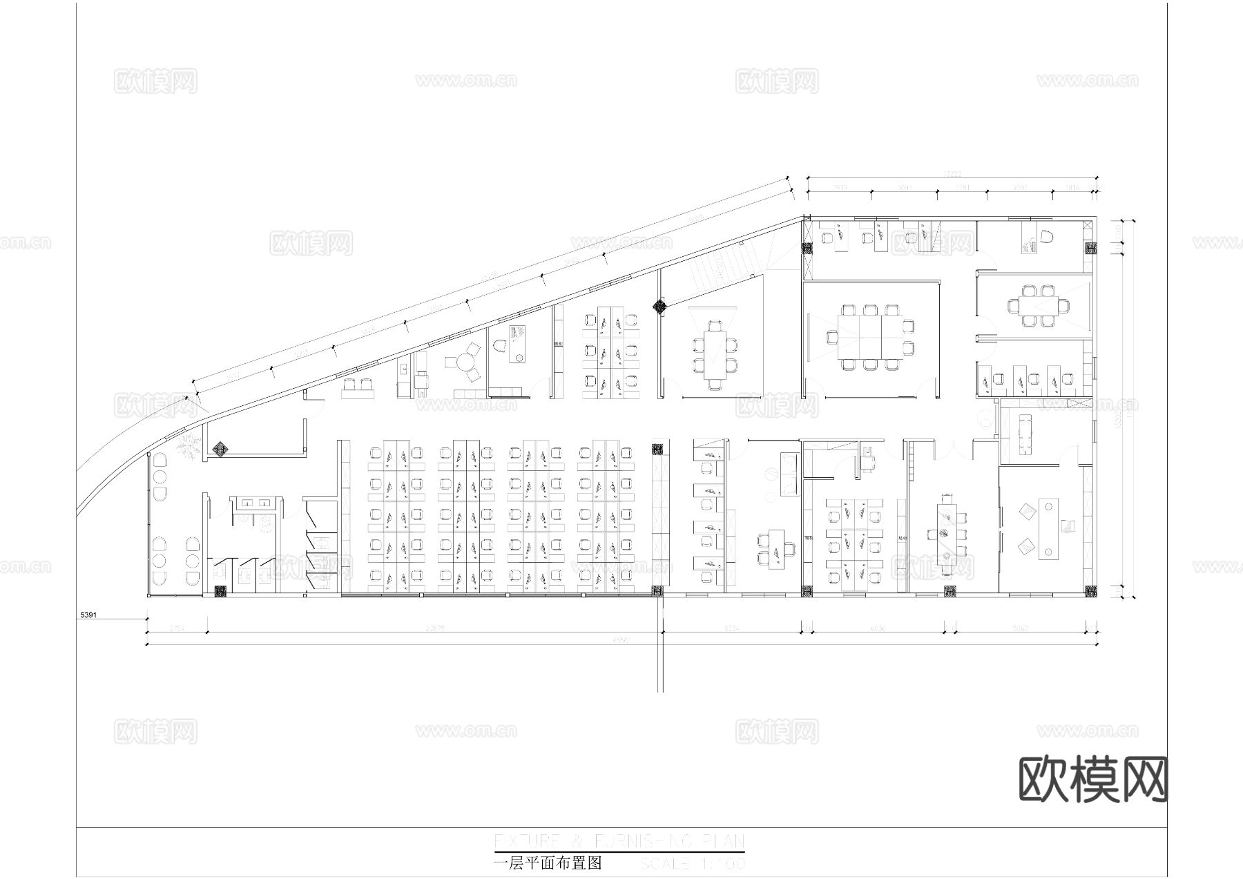 现代风极简办公室cad施工图