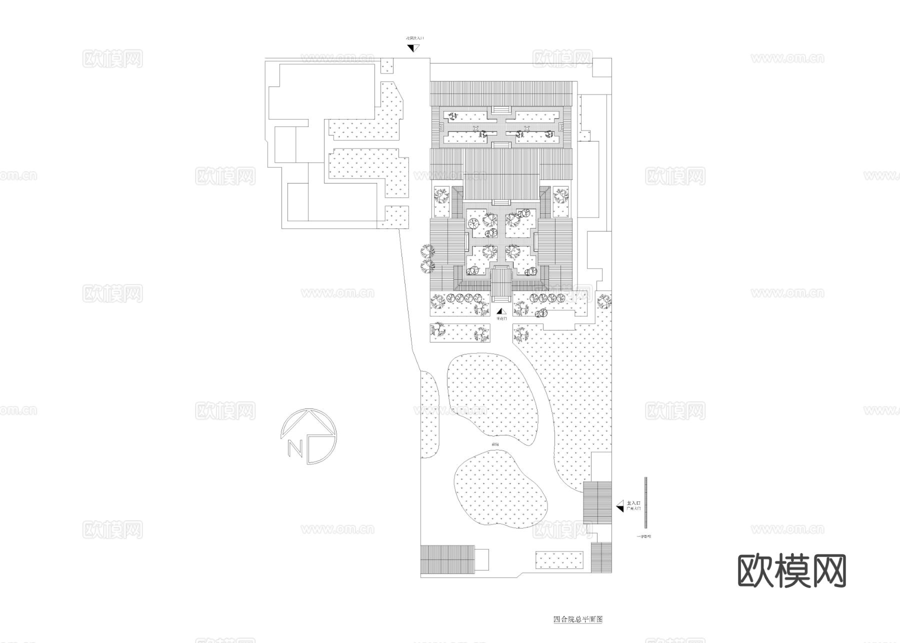 中式四合院cad施工图