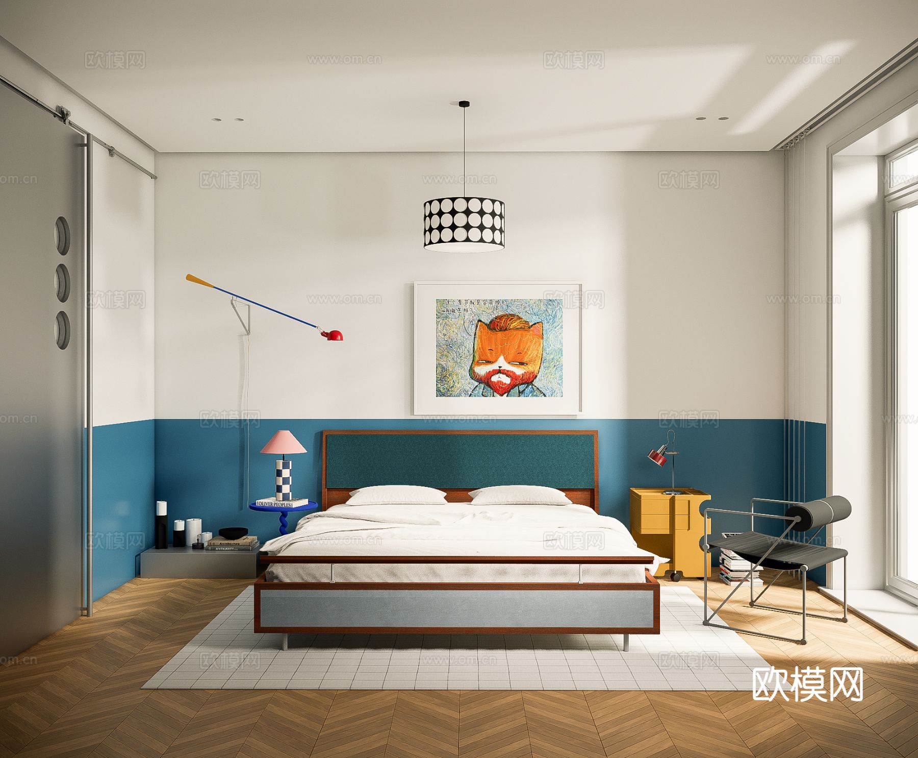 中古风卧室su模型下载（渲染图2）