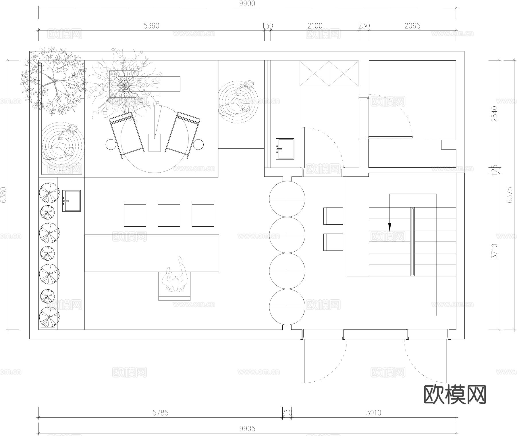 别墅露台庭院CAD平面图