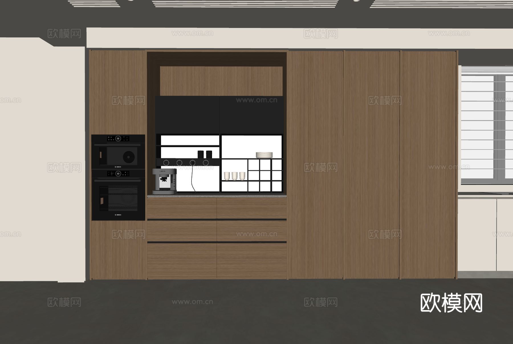 意式橱柜 餐边柜su模型
