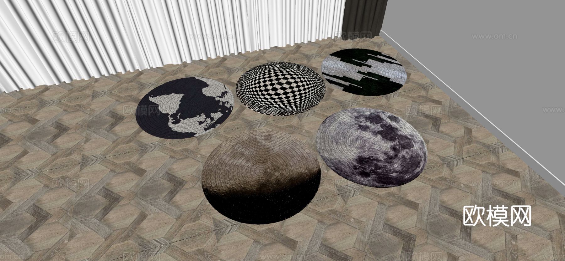 现代地毯su模型下载（渲染图1）