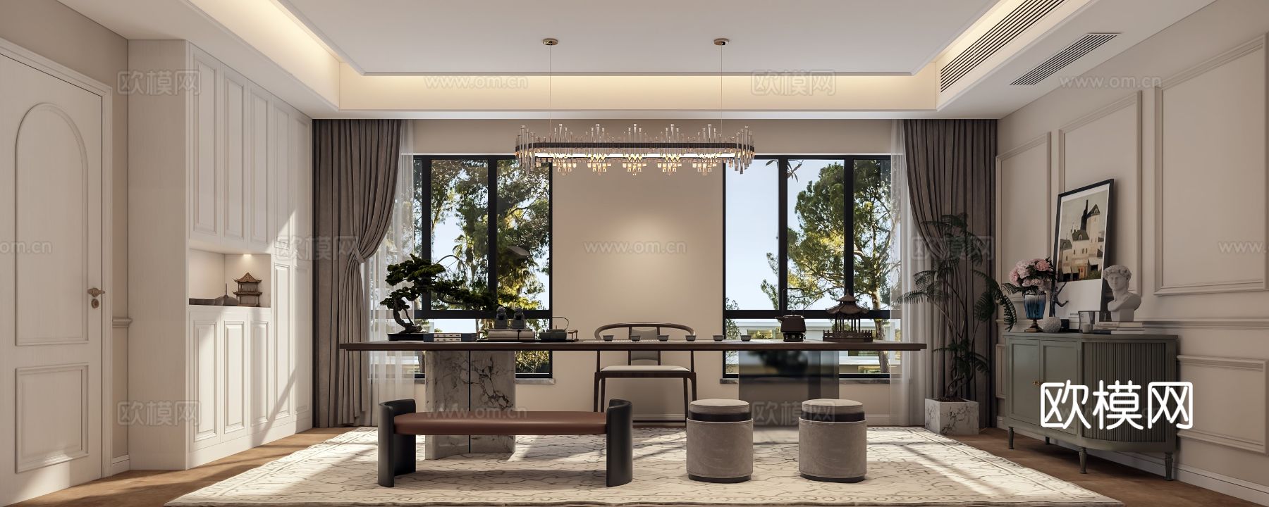 美式茶室3d模型下载