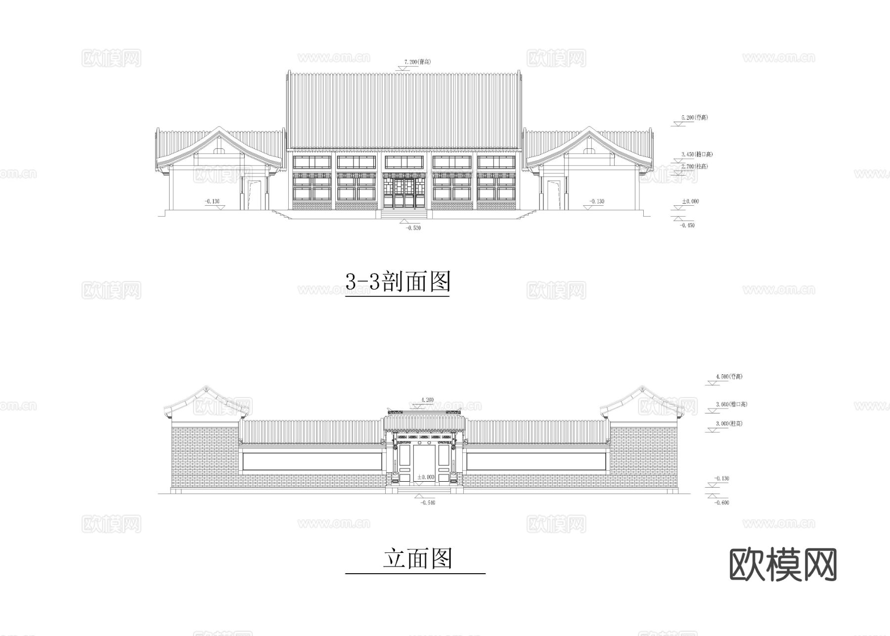 中式四合院cad施工图