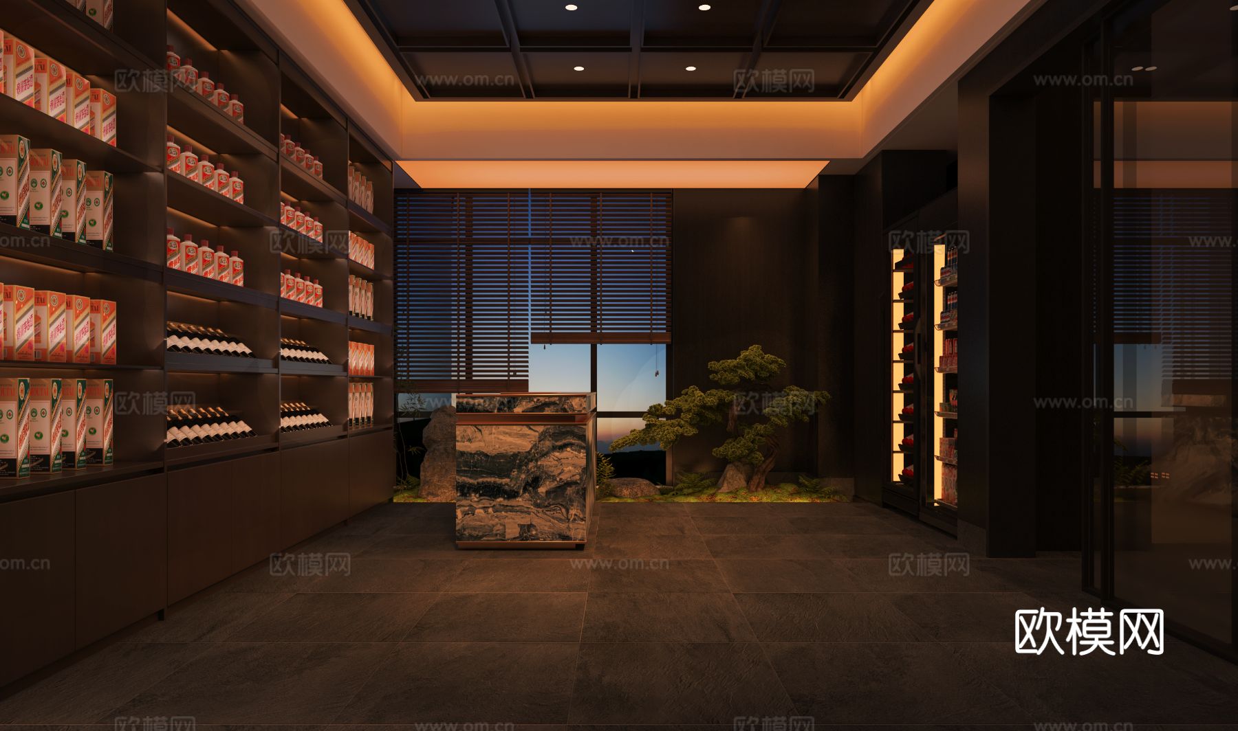 新中式烟酒店 白酒专卖店3d模型下载（渲染图2）
