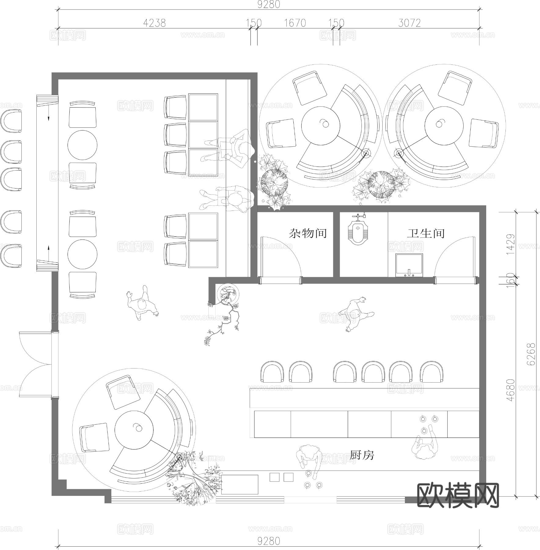 新疆羊牛肉烤串店cad施工图