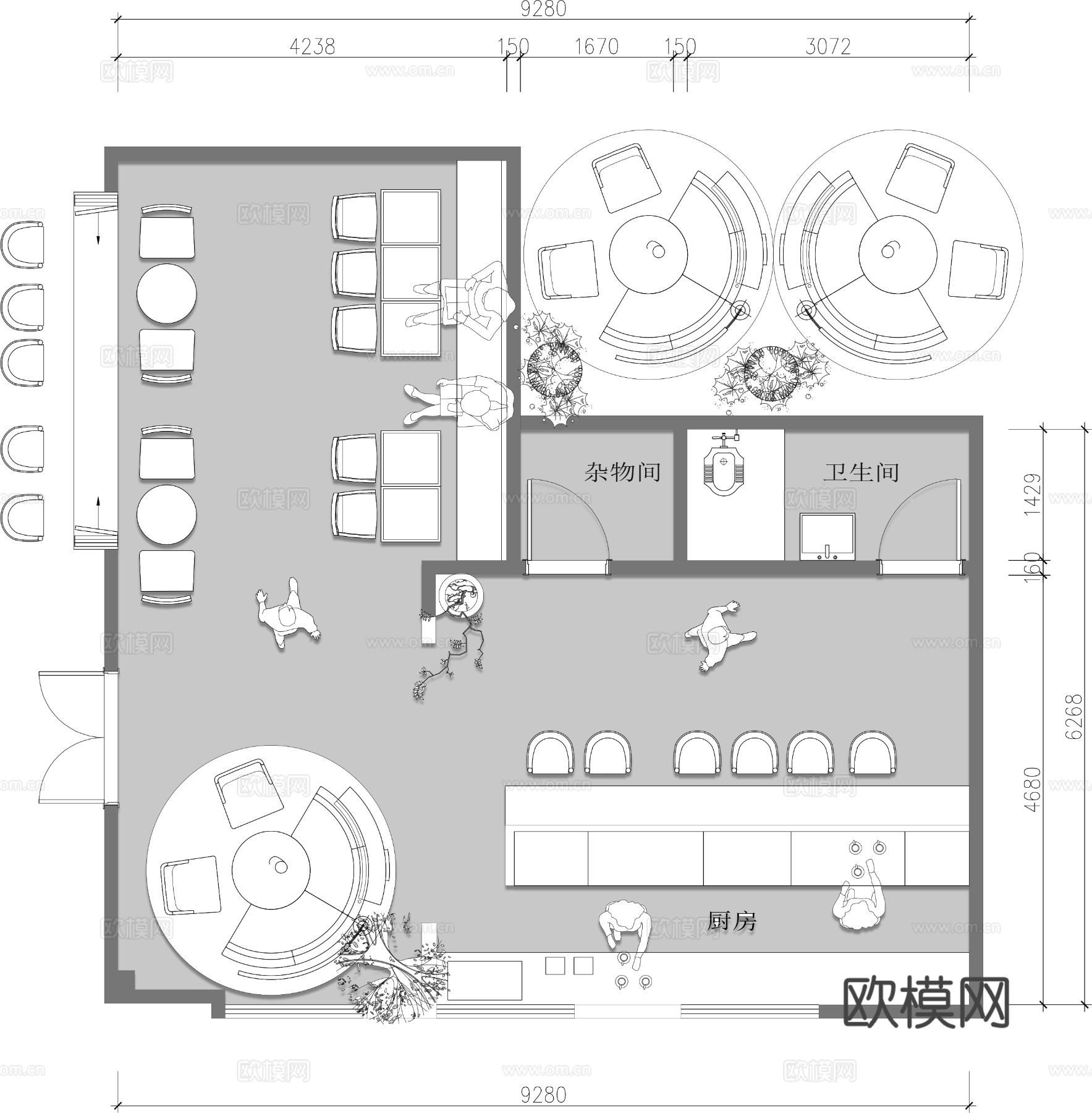 新疆羊牛肉烤串店cad施工图