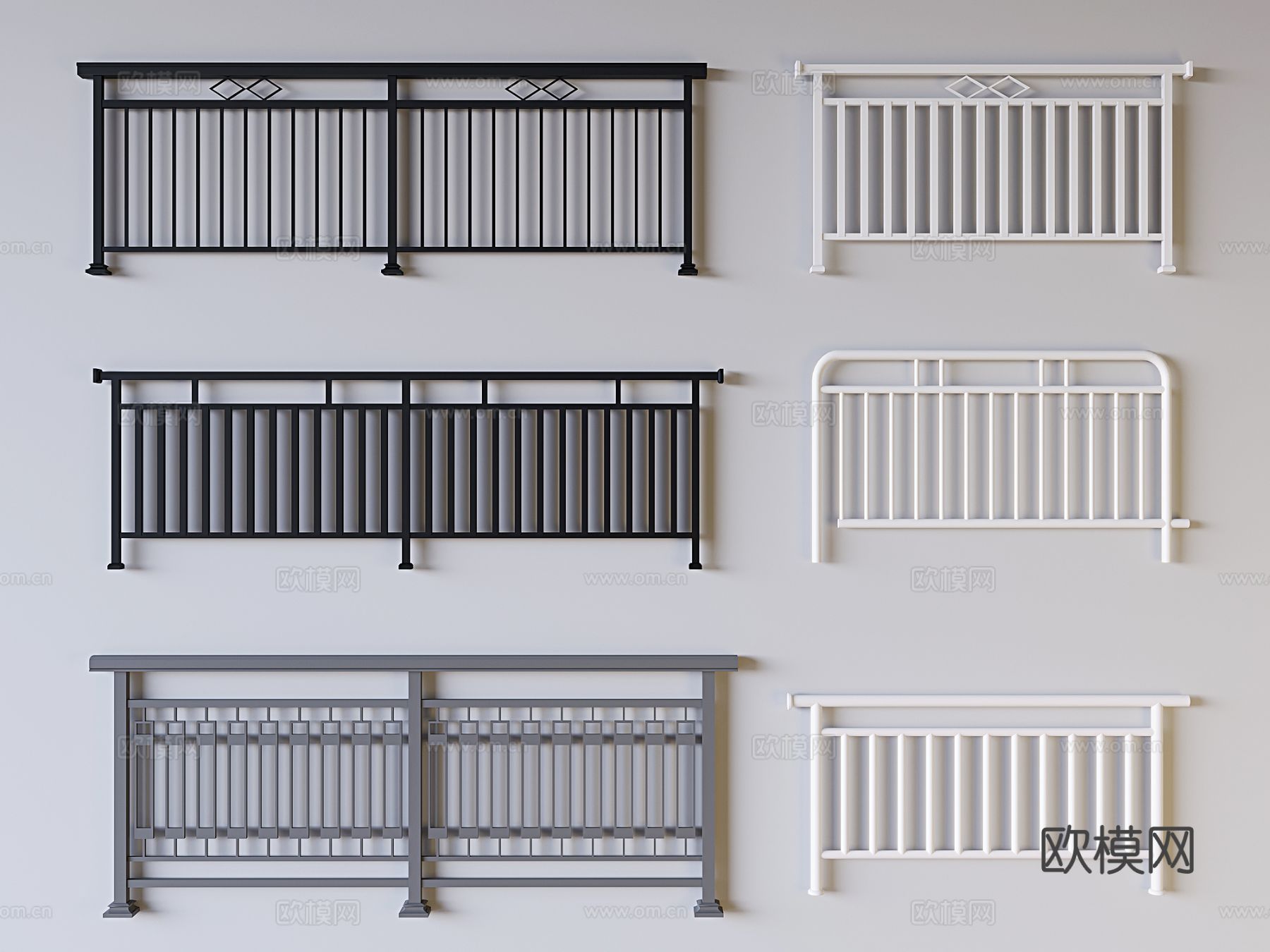 护栏 铁艺栅栏 铁艺栏杆 防护栏3d模型下载