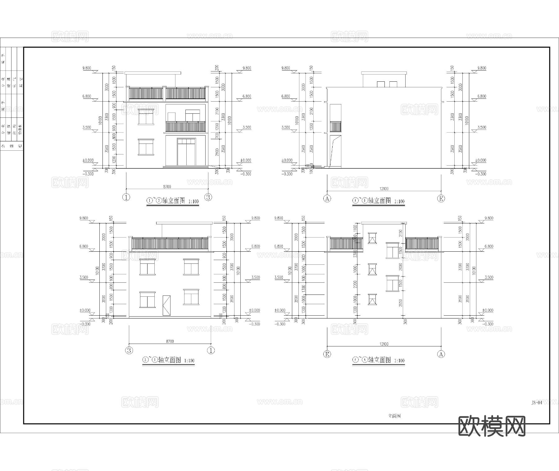 别墅 自建房 建筑 方案cad施工图