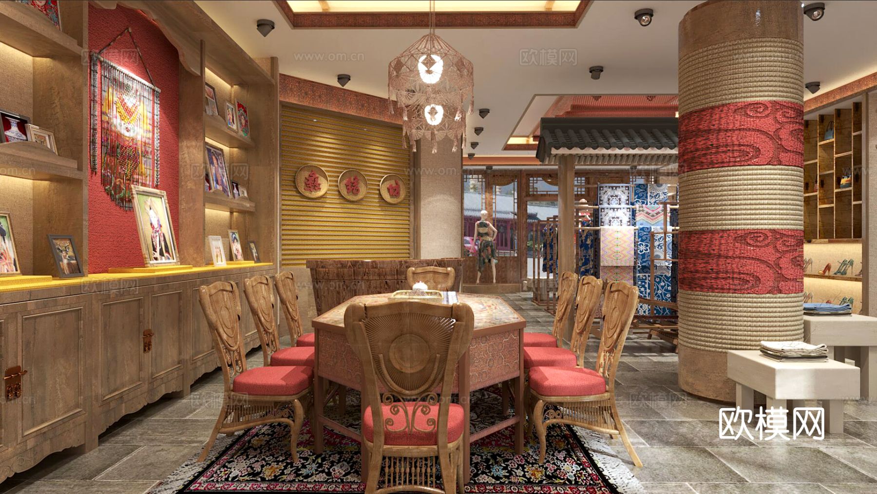 东南亚服装店 女装店3d模型下载（渲染图2）