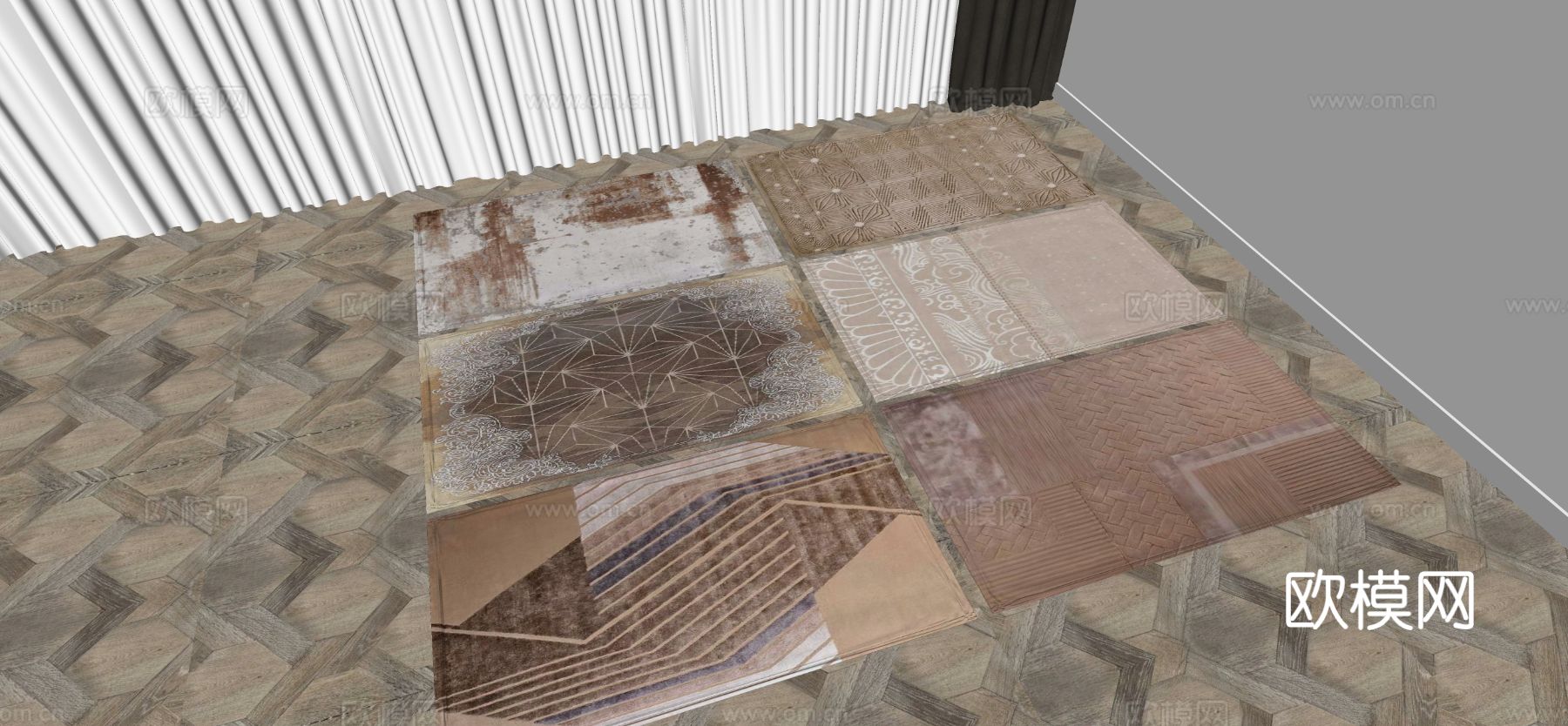 现代地毯su模型下载（渲染图1）