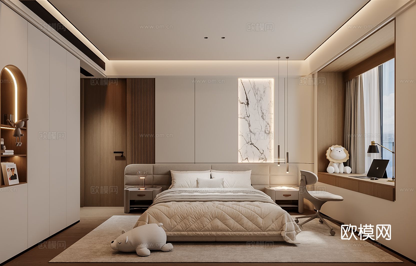 意式卧室 主卧3d模型下载