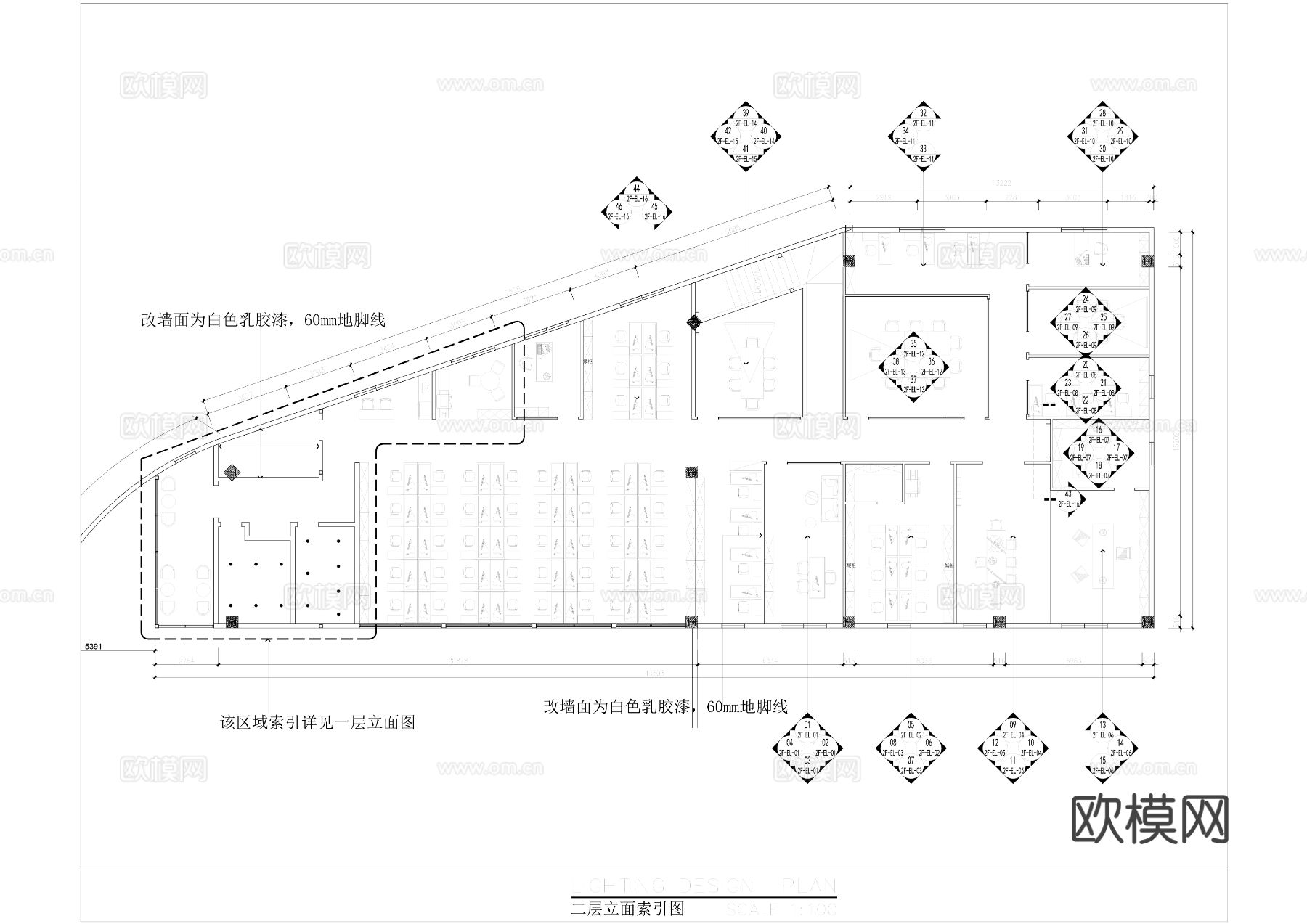 现代风极简办公室cad施工图