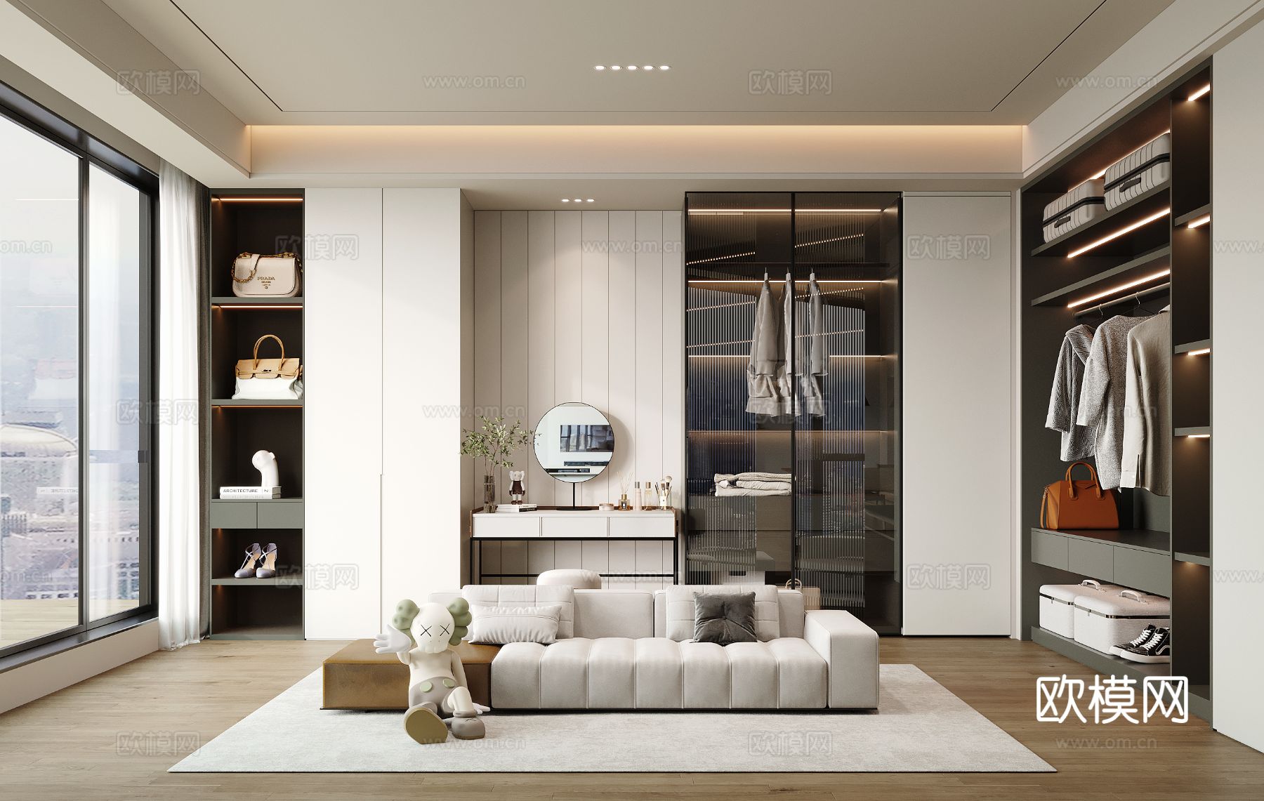 现代衣帽间3d模型下载