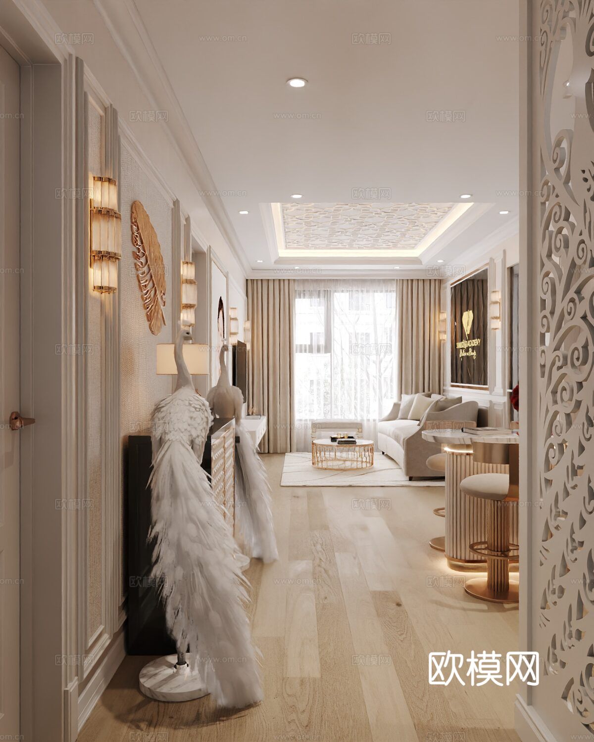 欧式美容院 前台 洽谈区3d模型下载（渲染图4）