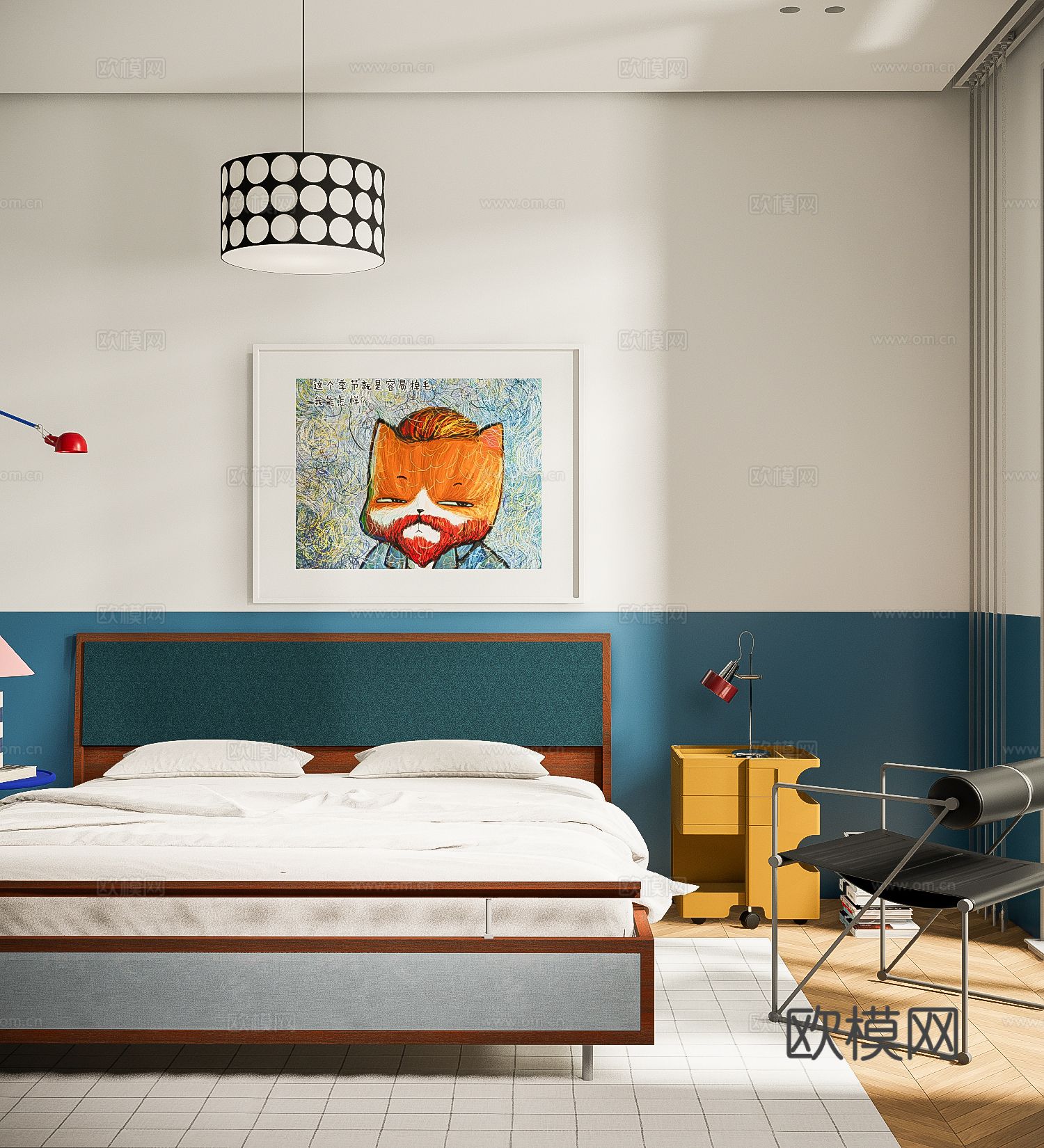 中古风卧室su模型下载（渲染图4）